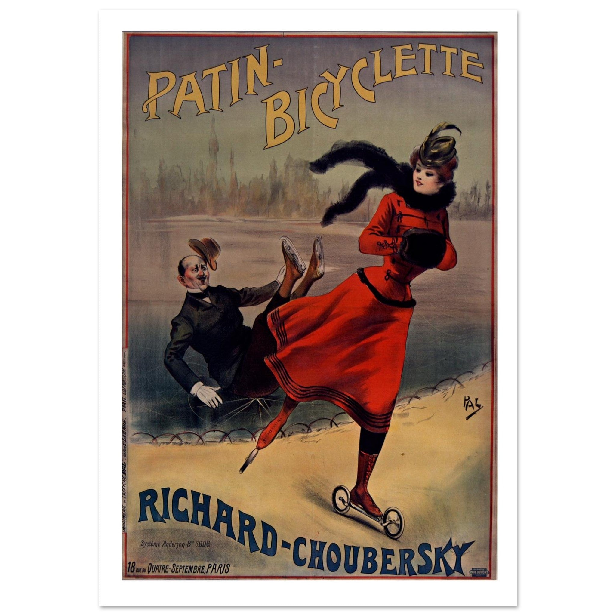 Elegant Belle Époque Advertisement for Richard - Choubersky Innovative Patin - Bicyclette Skates - Transit Art