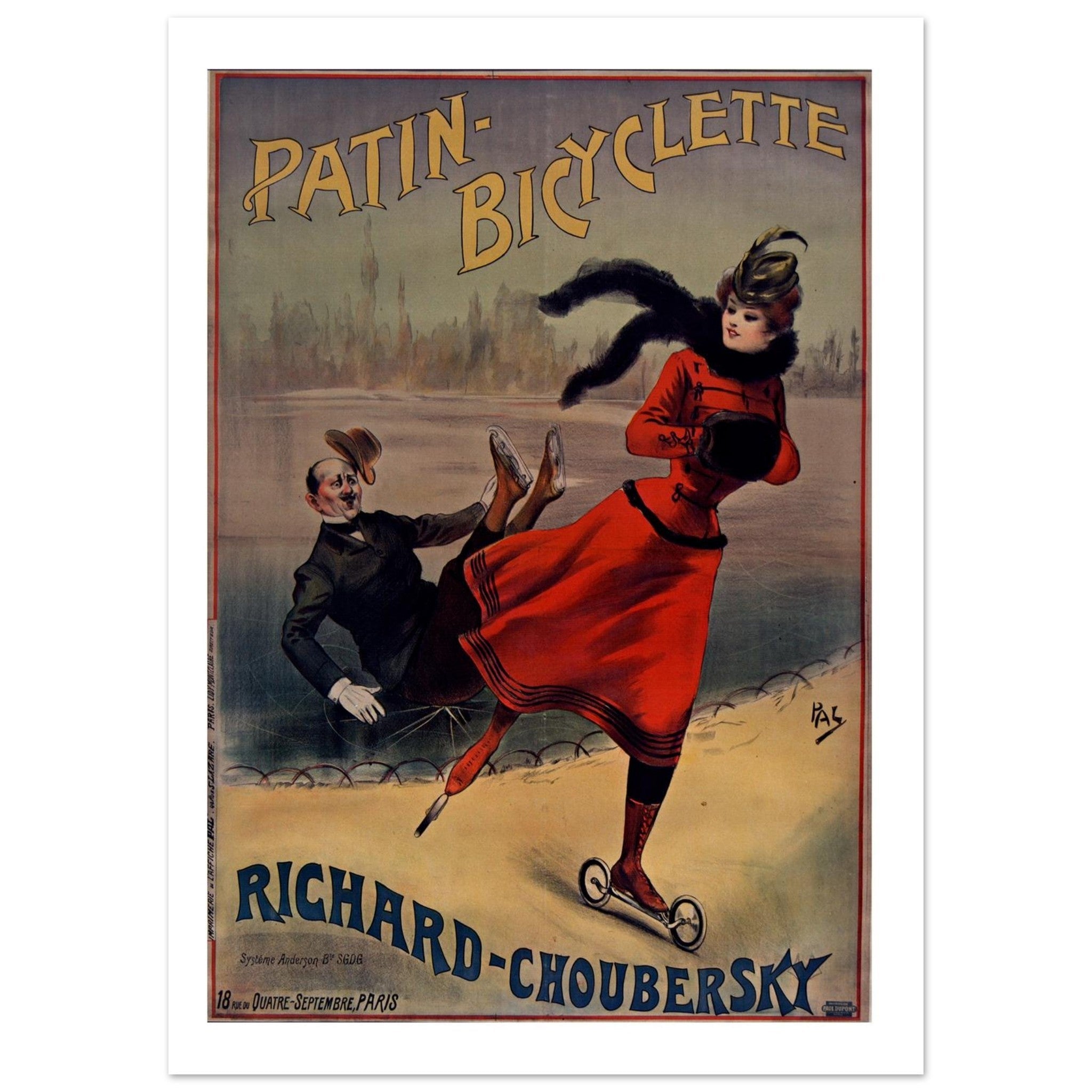 Elegant Belle Époque Advertisement for Richard - Choubersky Innovative Patin - Bicyclette Skates - Transit Art