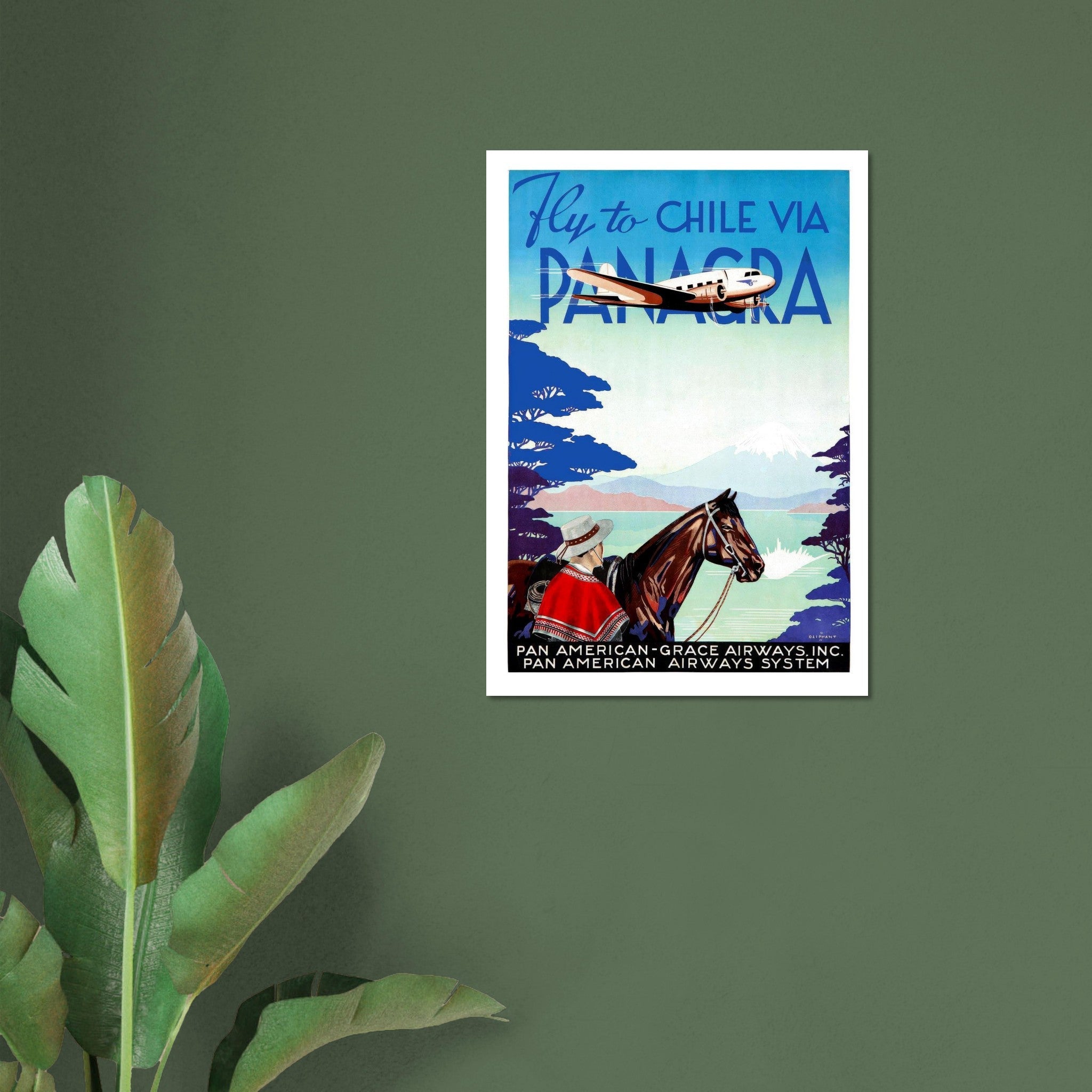 Fly to Chile via Panagra Vintage Travel Poster - Transit Art