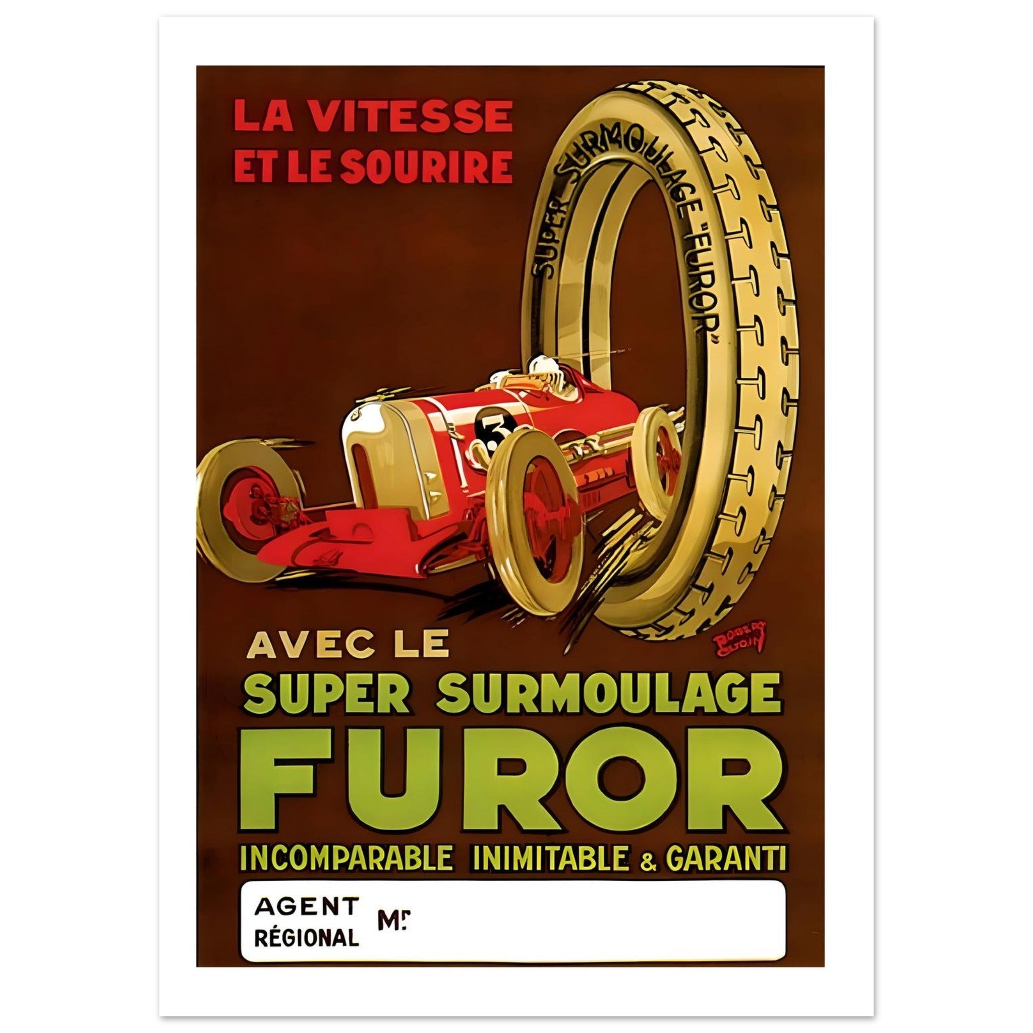 Furor Super Surmoulage Racing Tyre Poster - Transit Art