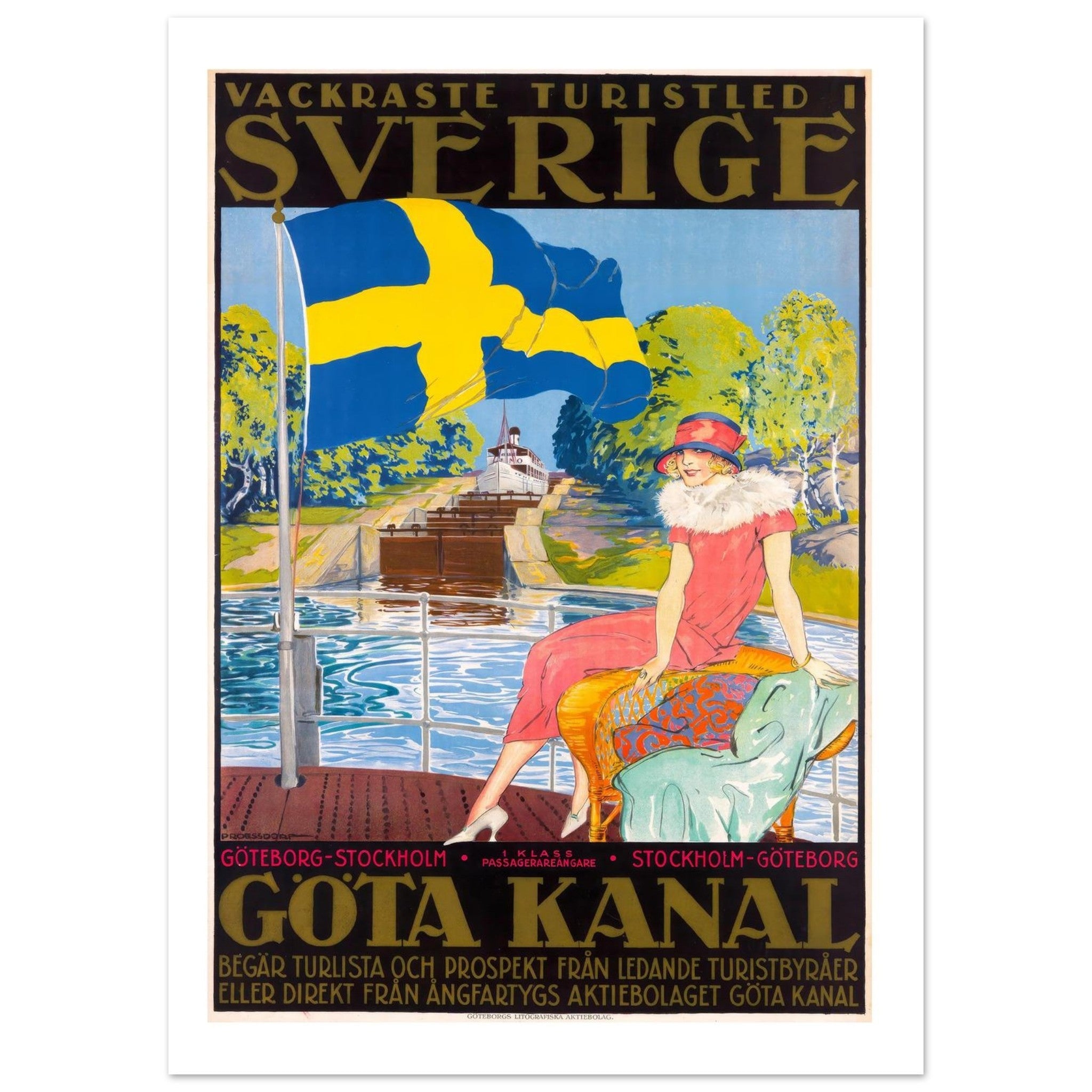 Göta Canal Vintage Travel Poster - Transit Art