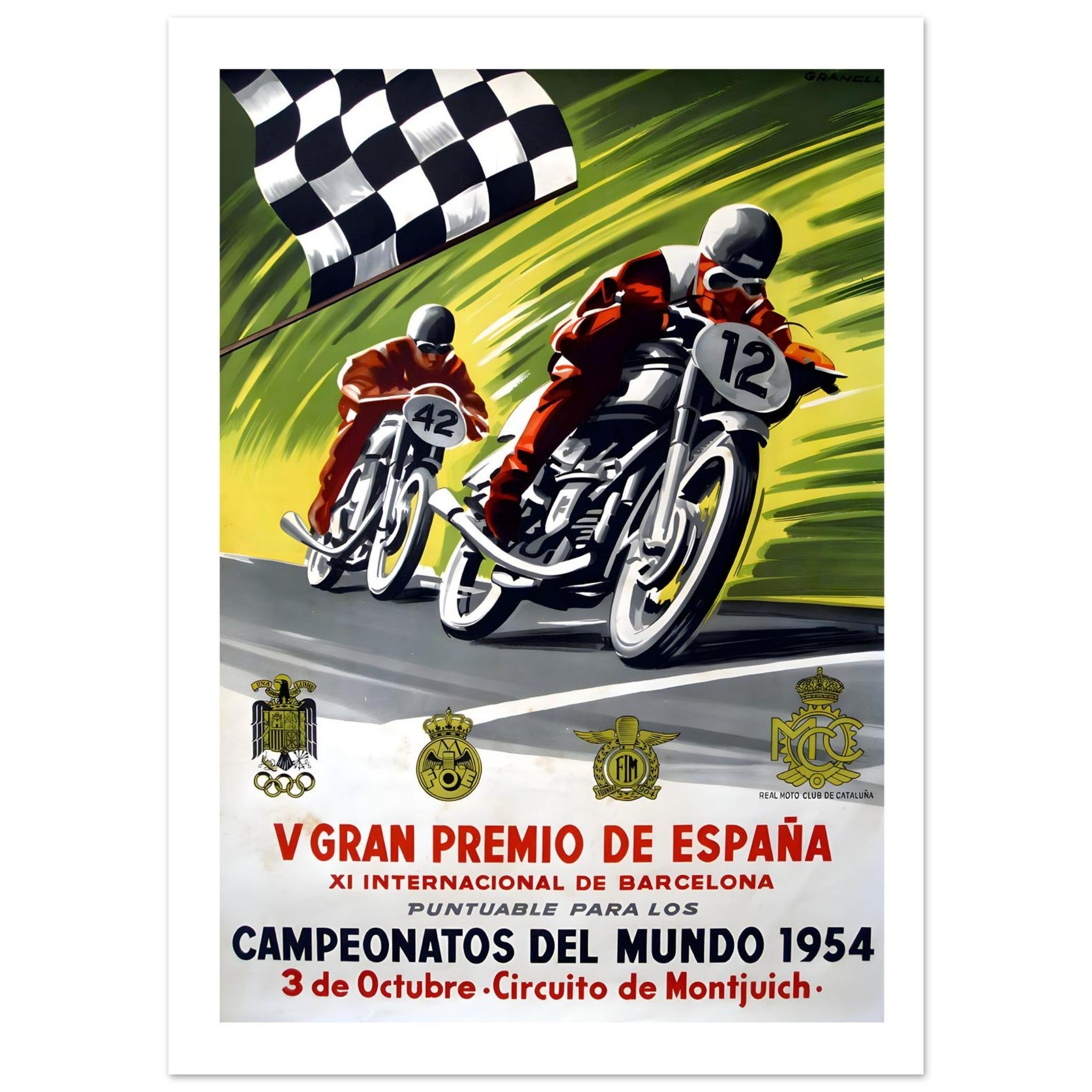 Gran Premio de España 1954 Motorcycle Race Poster - Transit Art