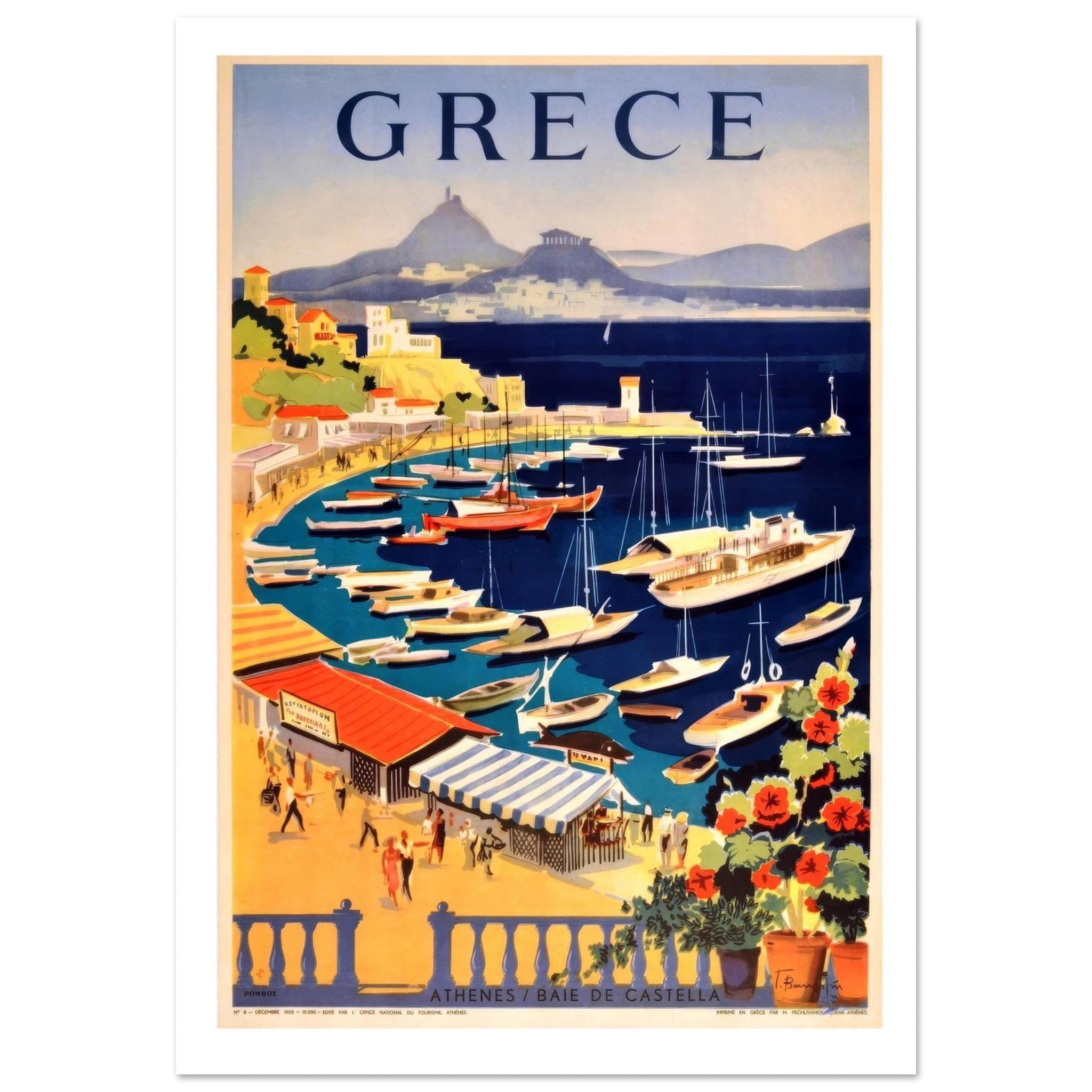 Greece Athens Baie de Castella Vintage Poster - Transit Art