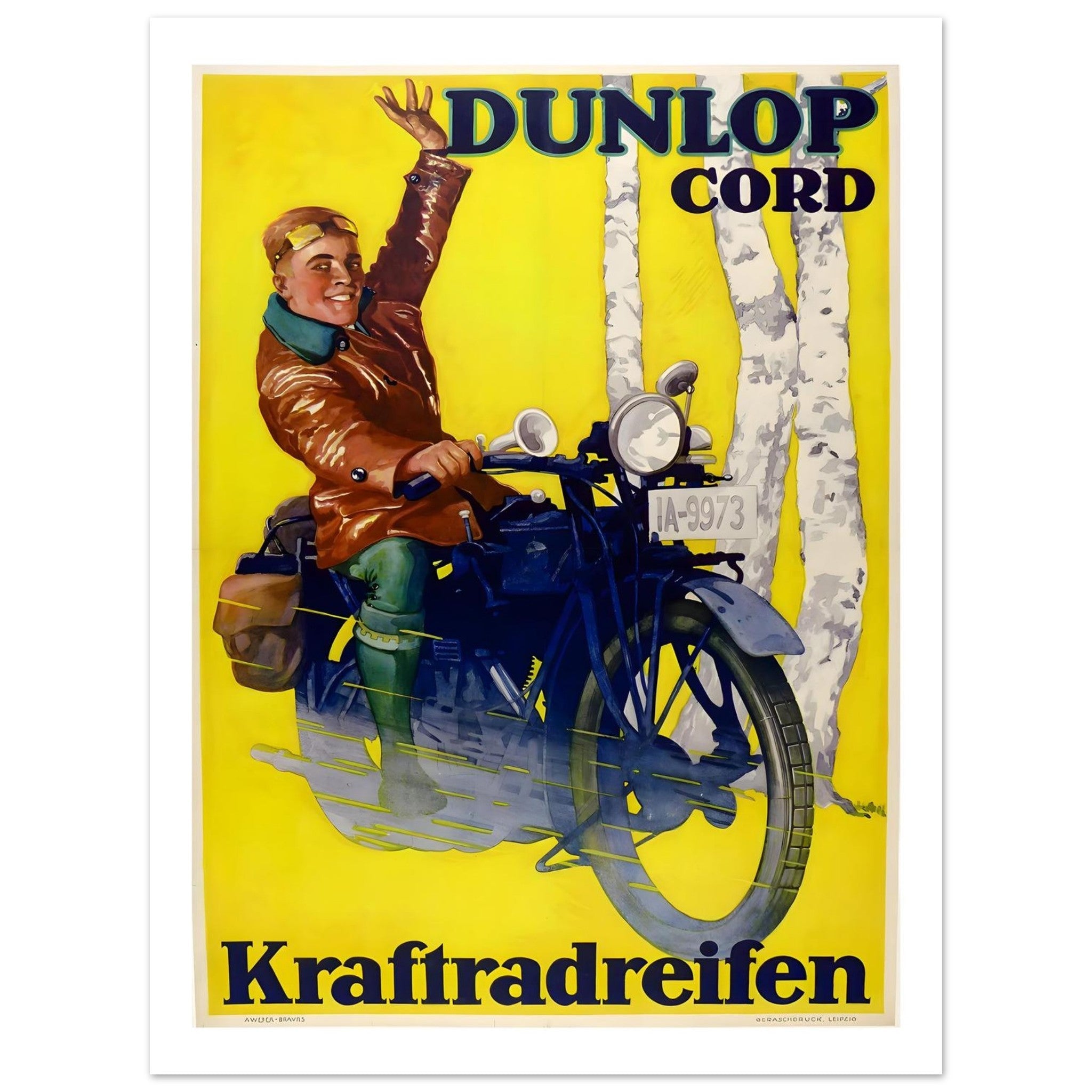 Iconic Dunlop Cord Kraftradreifen Advertising Poster - Transit Art
