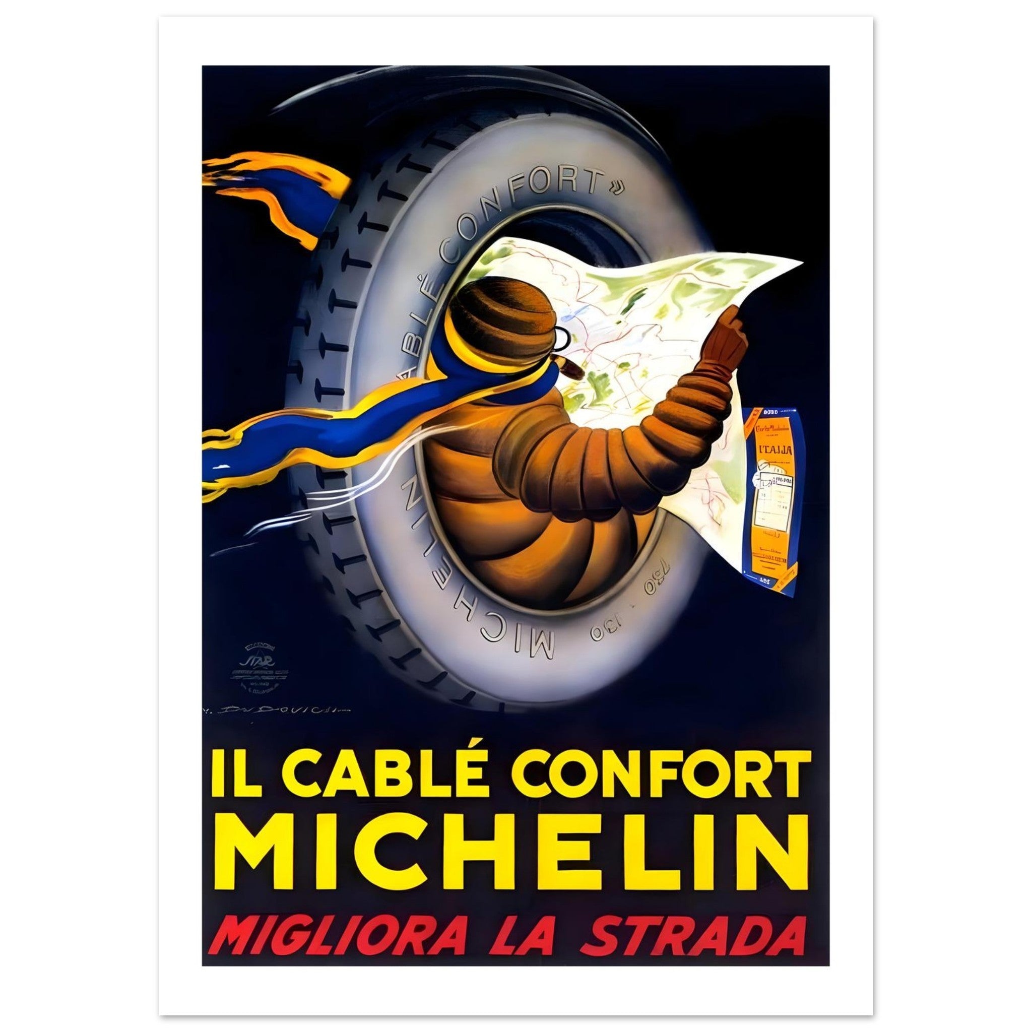 Il Cablé Confort Michelin Vintage Italian Poster - Transit Art