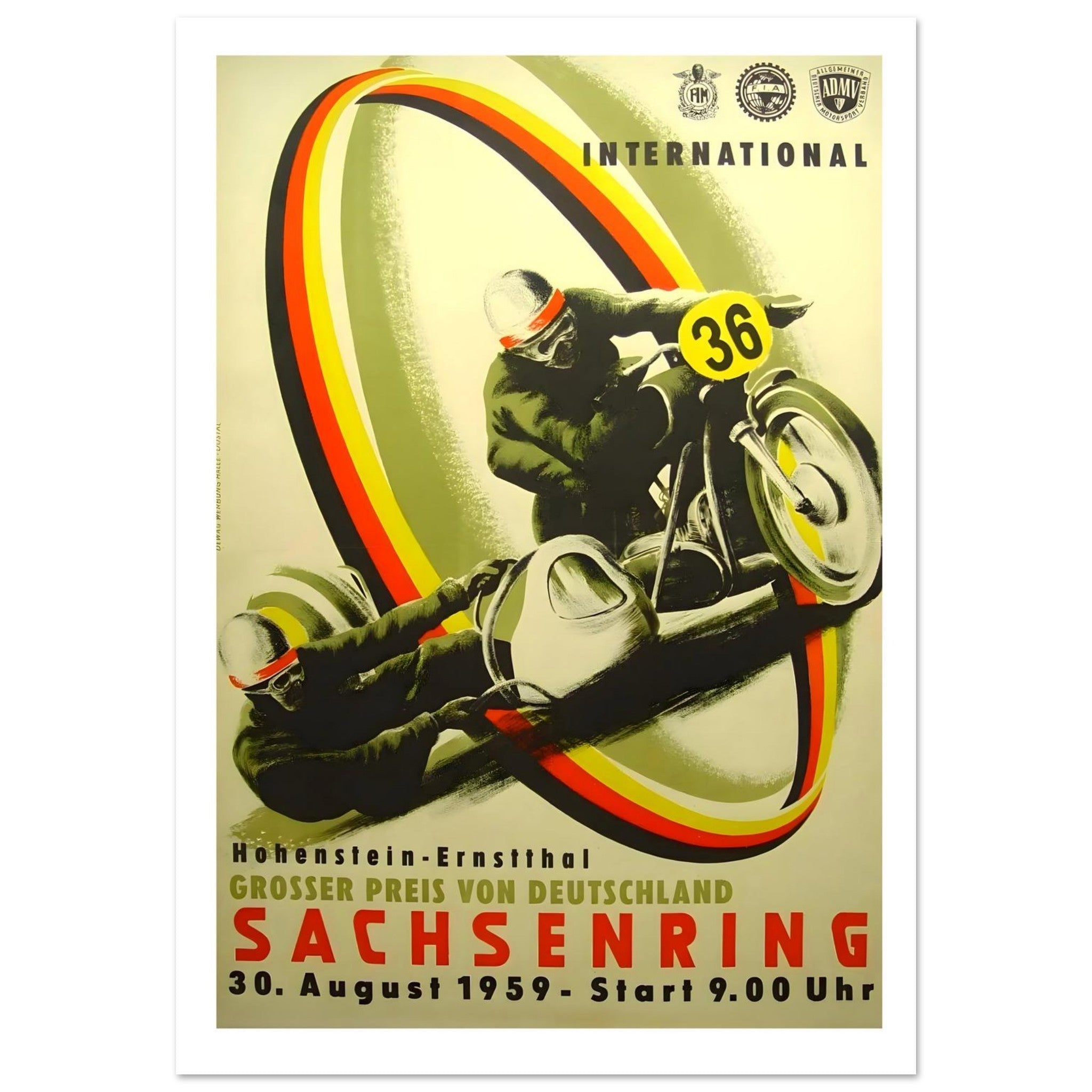 International Sachsenring Motorcycle Race Poster, 1959 - Transit Art