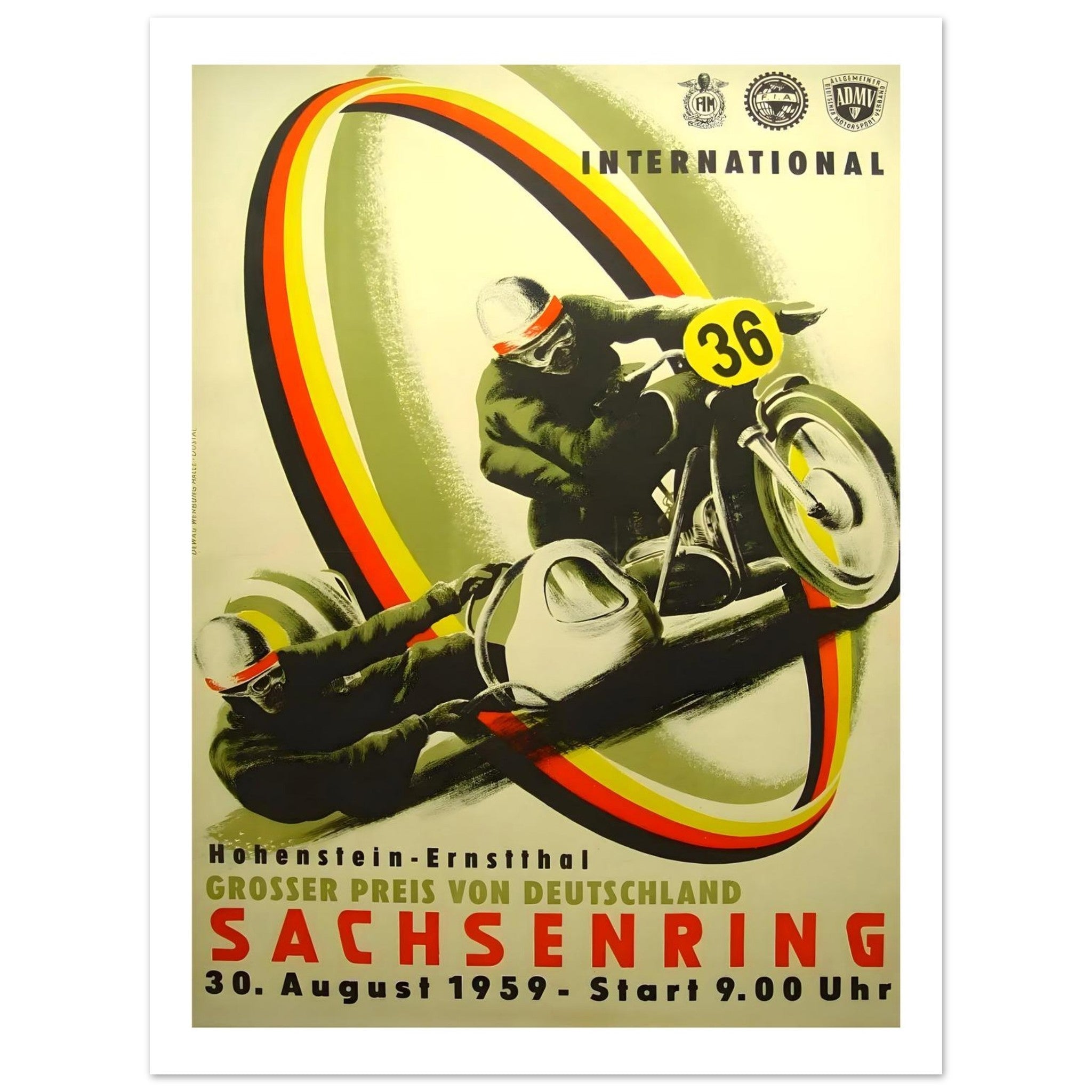 International Sachsenring Motorcycle Race Poster, 1959 - Transit Art