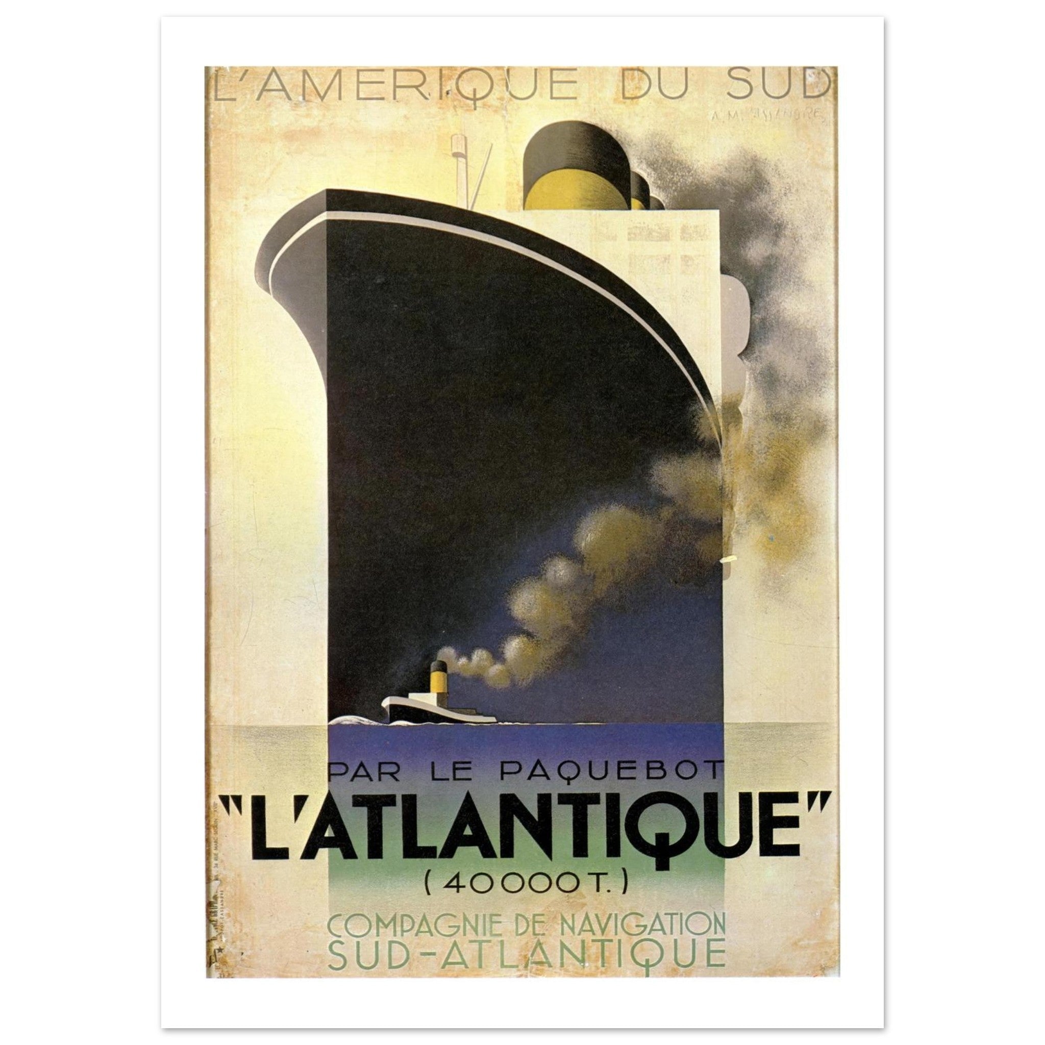 L'Atlantique South America Vintage Poster - Transit Art