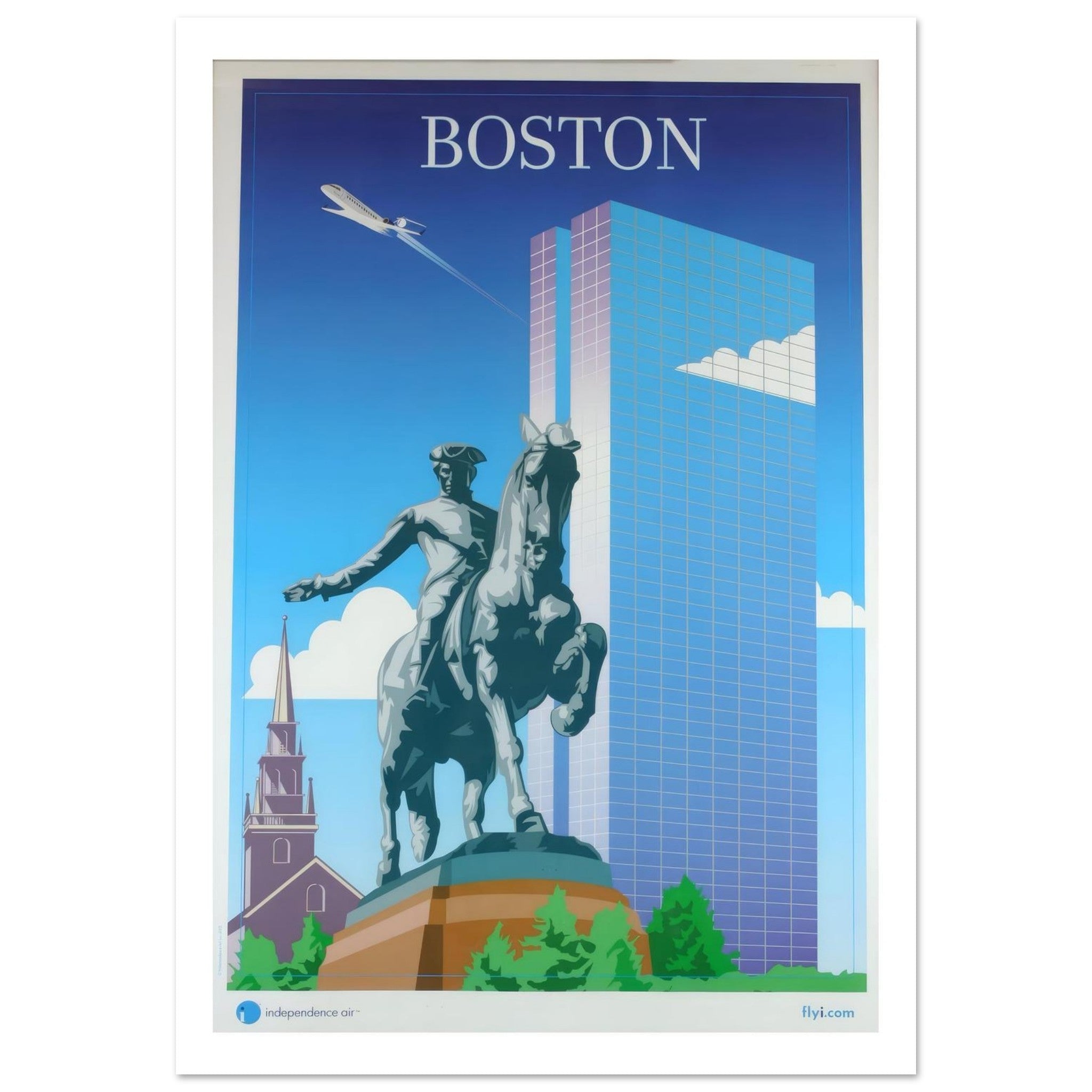 Modern Independence Air Poster Showcasing Boston's Skyline Evolution - Transit Art