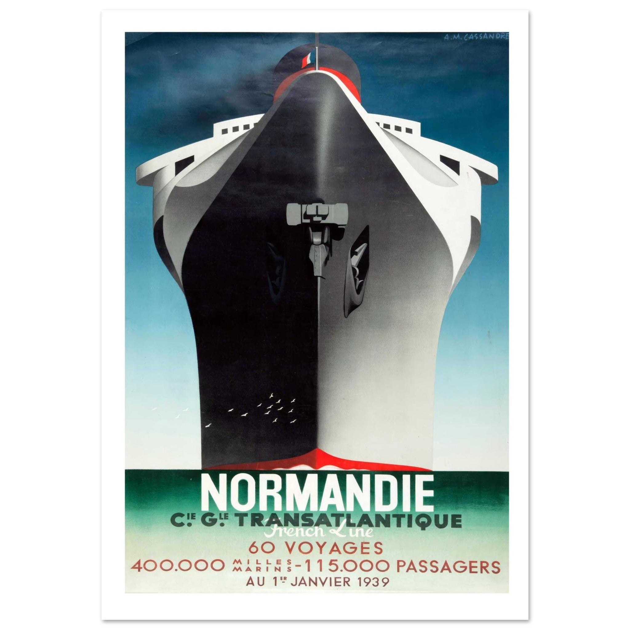 Normandie French Line Vintage Poster - Transit Art
