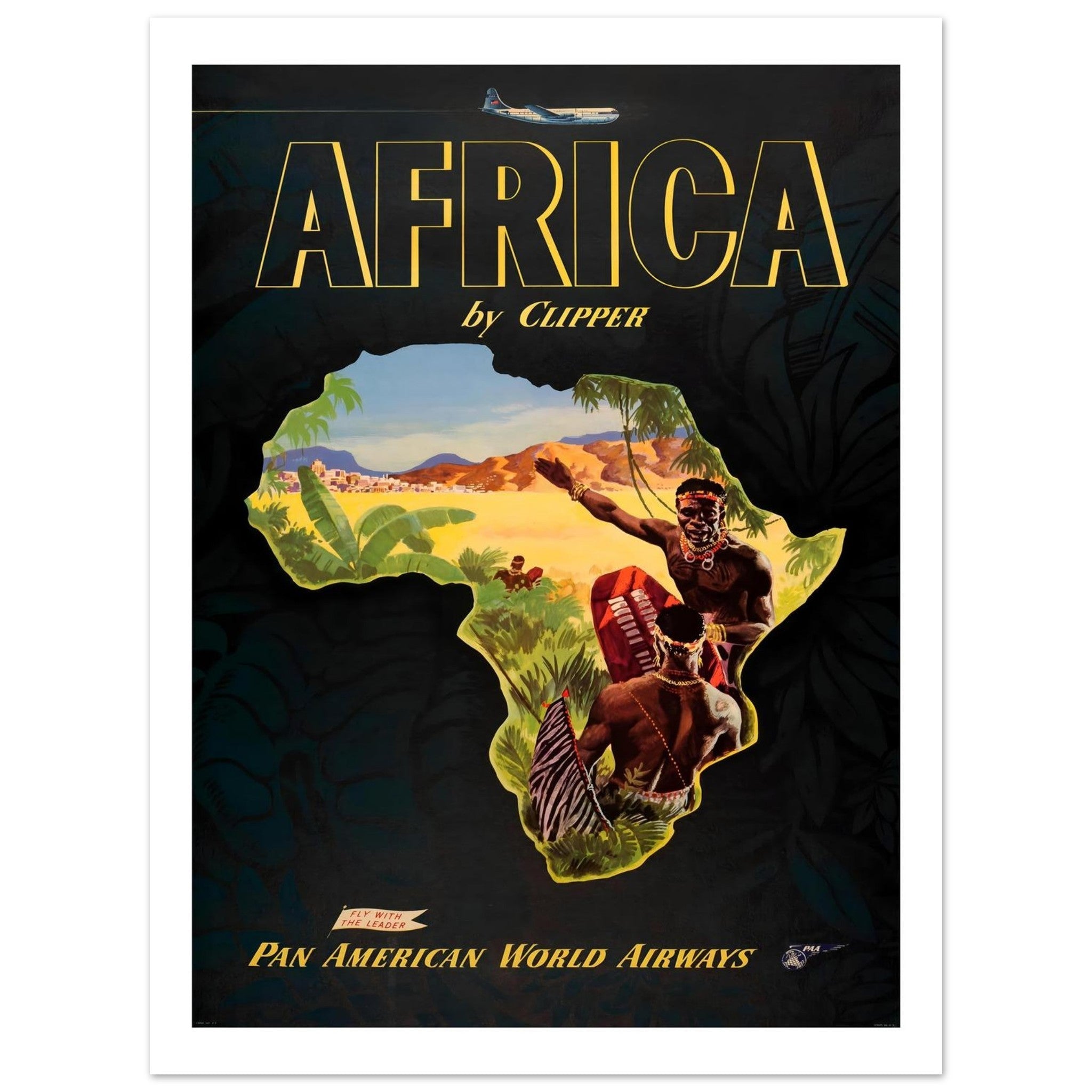 Pan American World Airways Africa Clipper Travel Poster - Transit Art