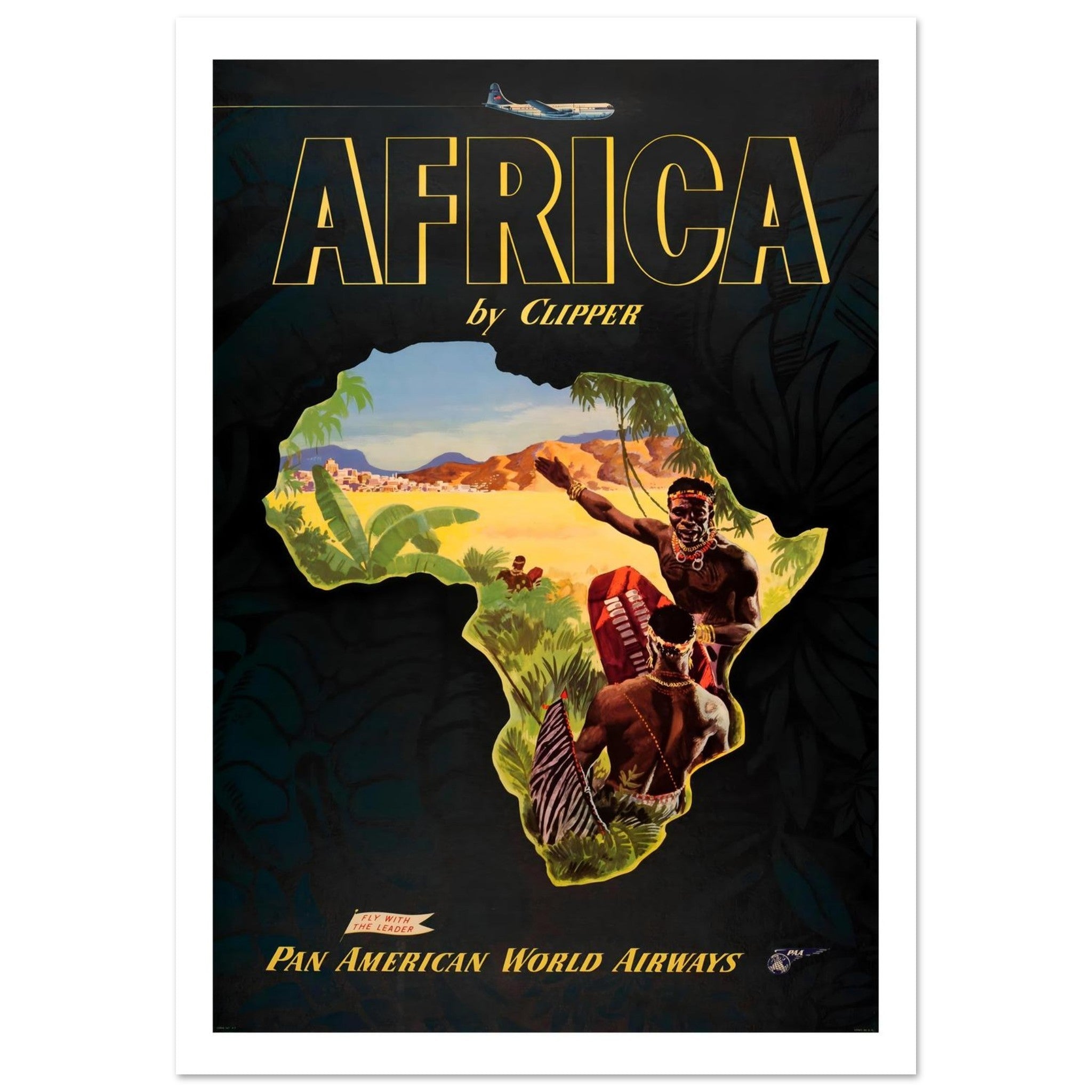 Pan American World Airways Africa Clipper Travel Poster - Transit Art