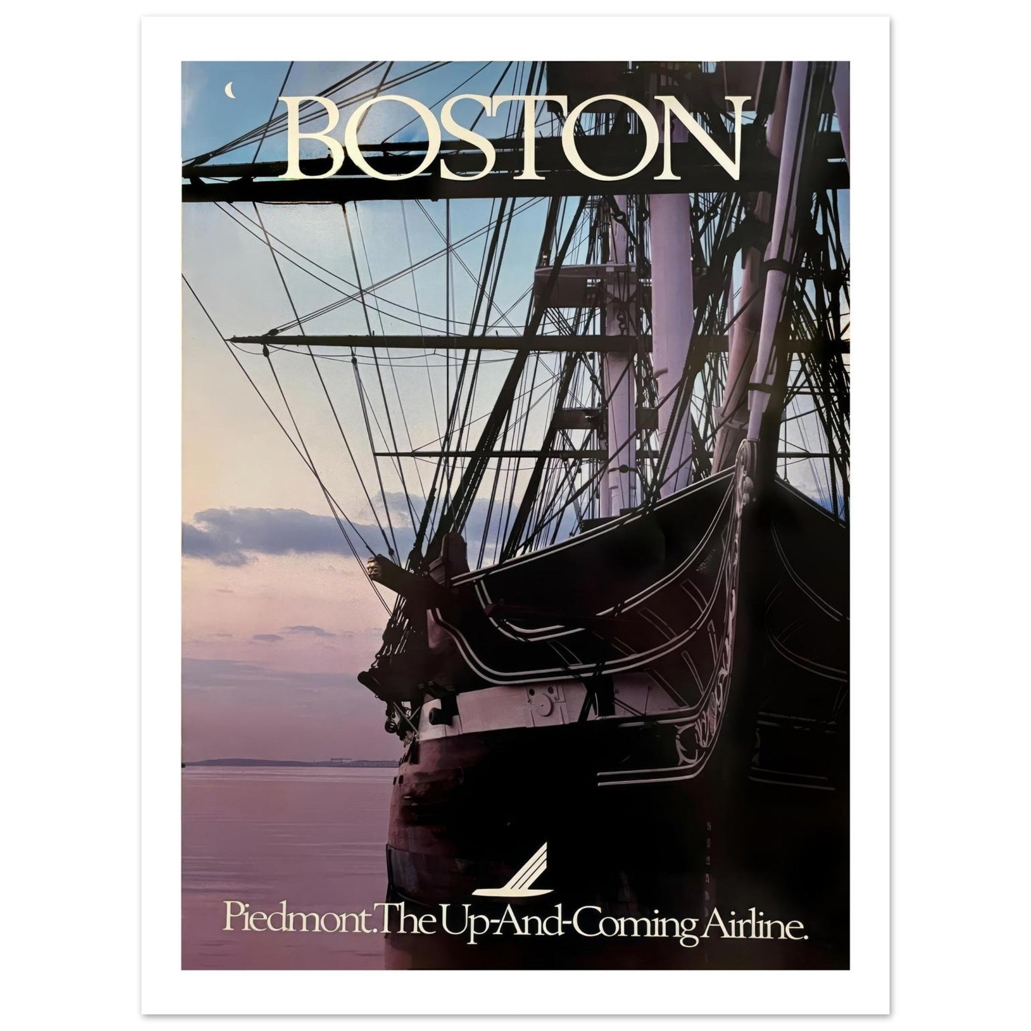 Piedmont Airlines Vintage Poster: Boston - Transit Art