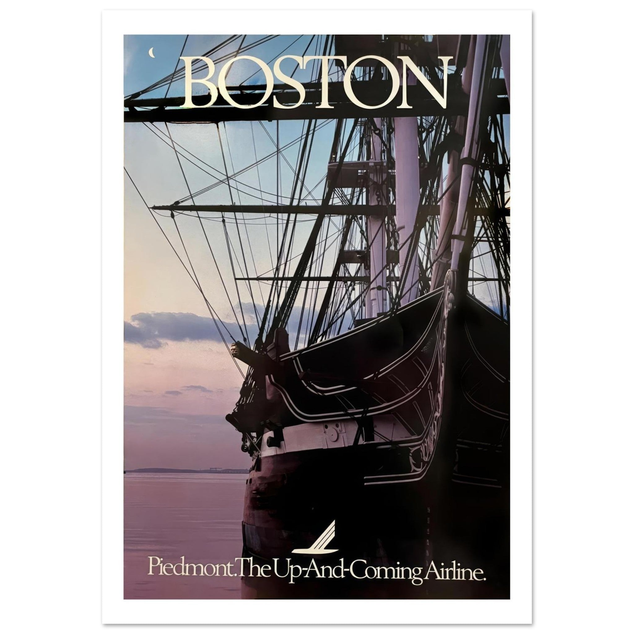 Piedmont Airlines Vintage Poster: Boston - Transit Art