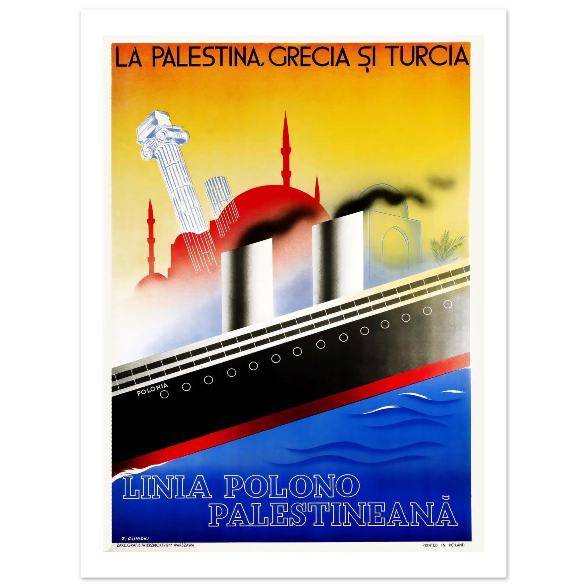 Polonia Palestinian Line Poster: Journey to the Eastern Mediterranean - Transit Art