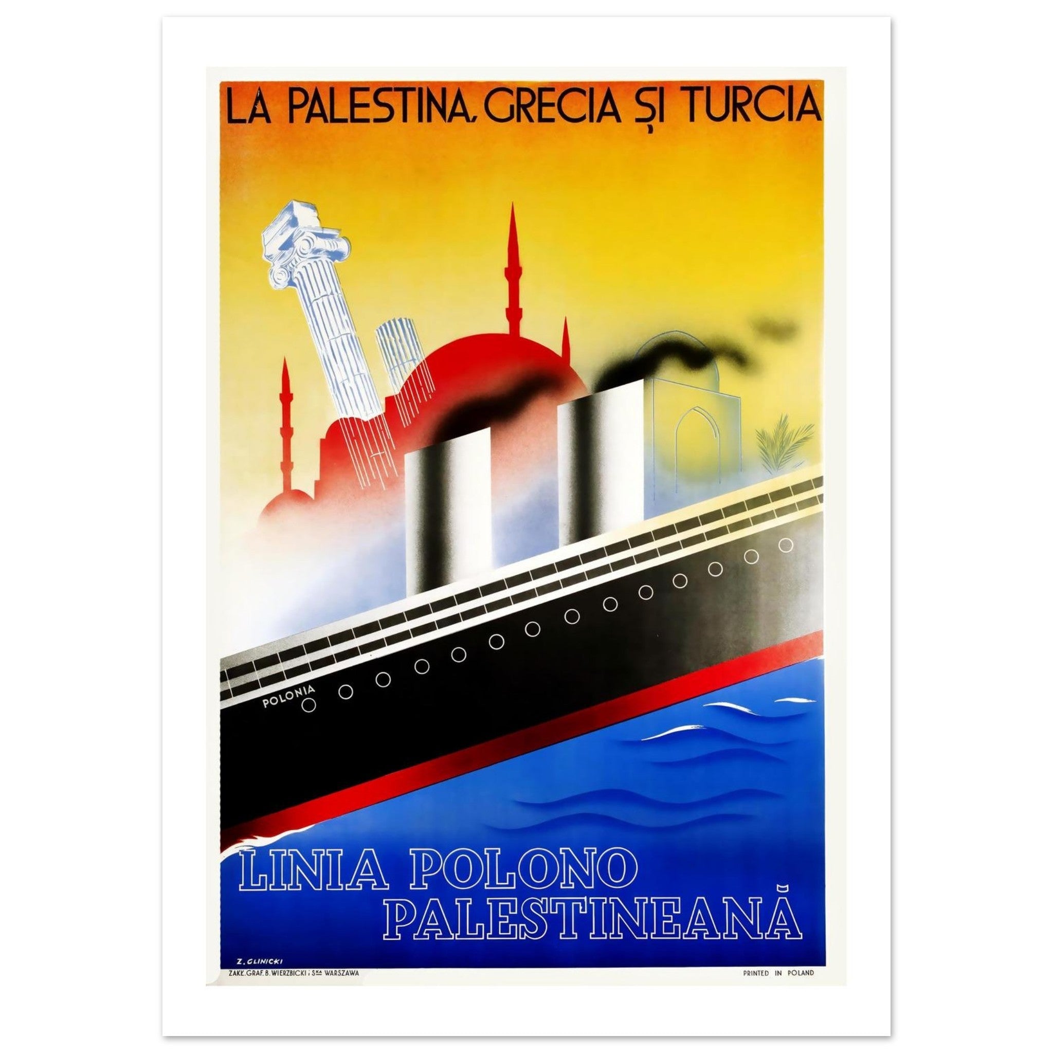 Polonia Palestinian Line Poster: Journey to the Eastern Mediterranean - Transit Art