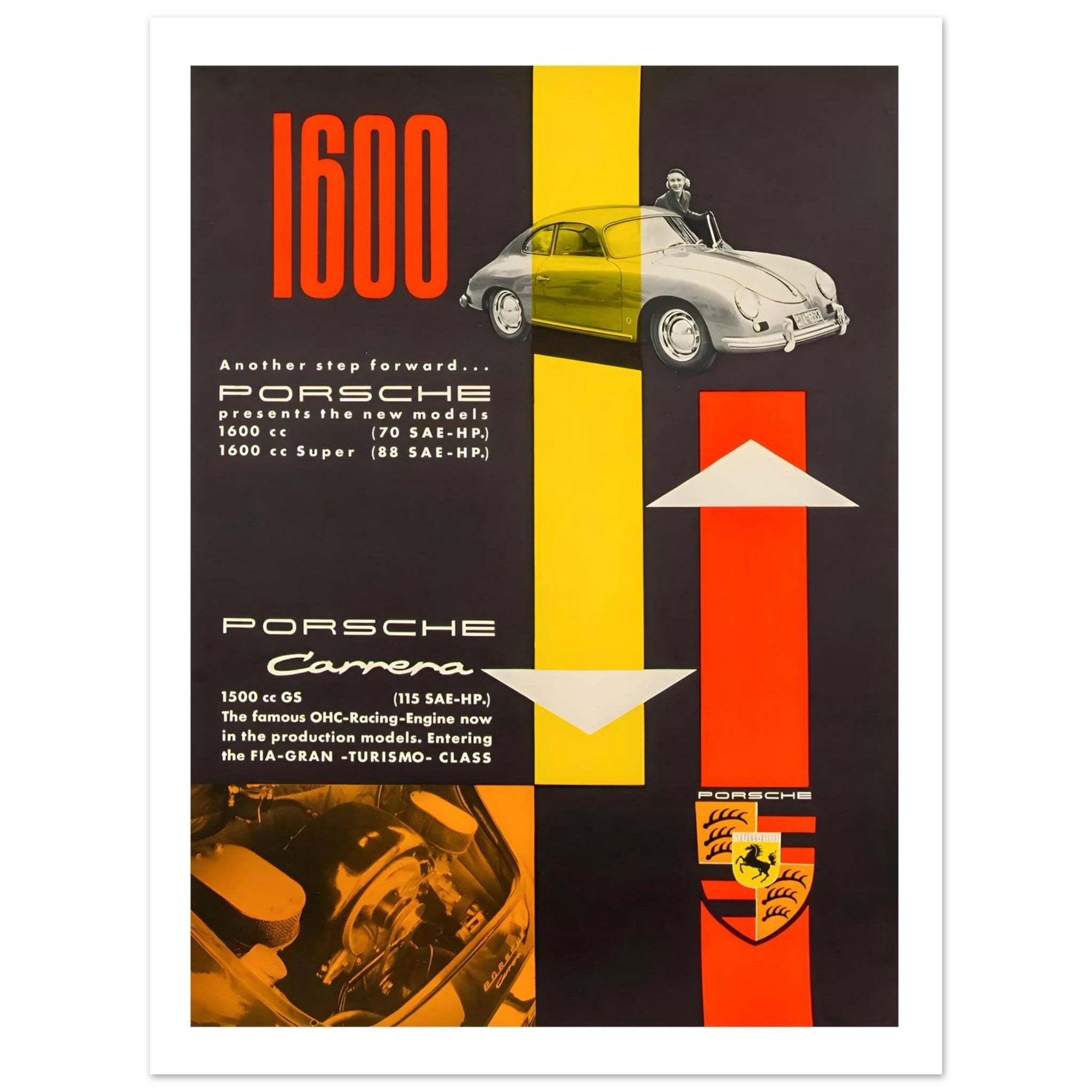 Porsche 1600 &amp; Carrera Performance Progress Poster - Transit Art