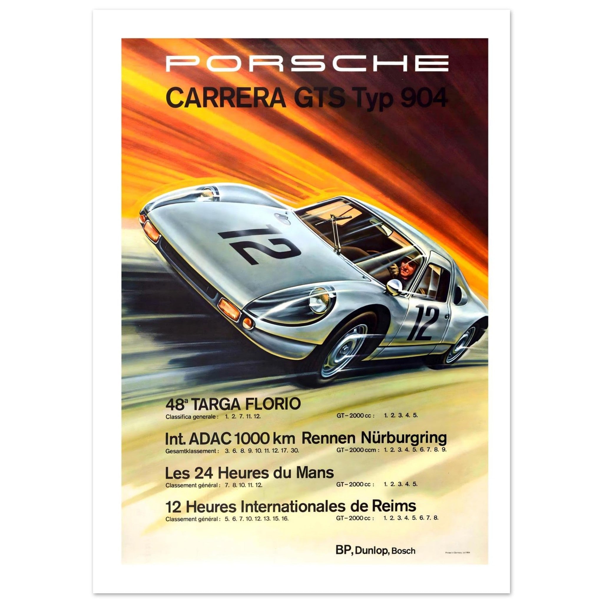 Porsche Carrera GTS Typ 904 Racing Achievements Poster - Transit Art