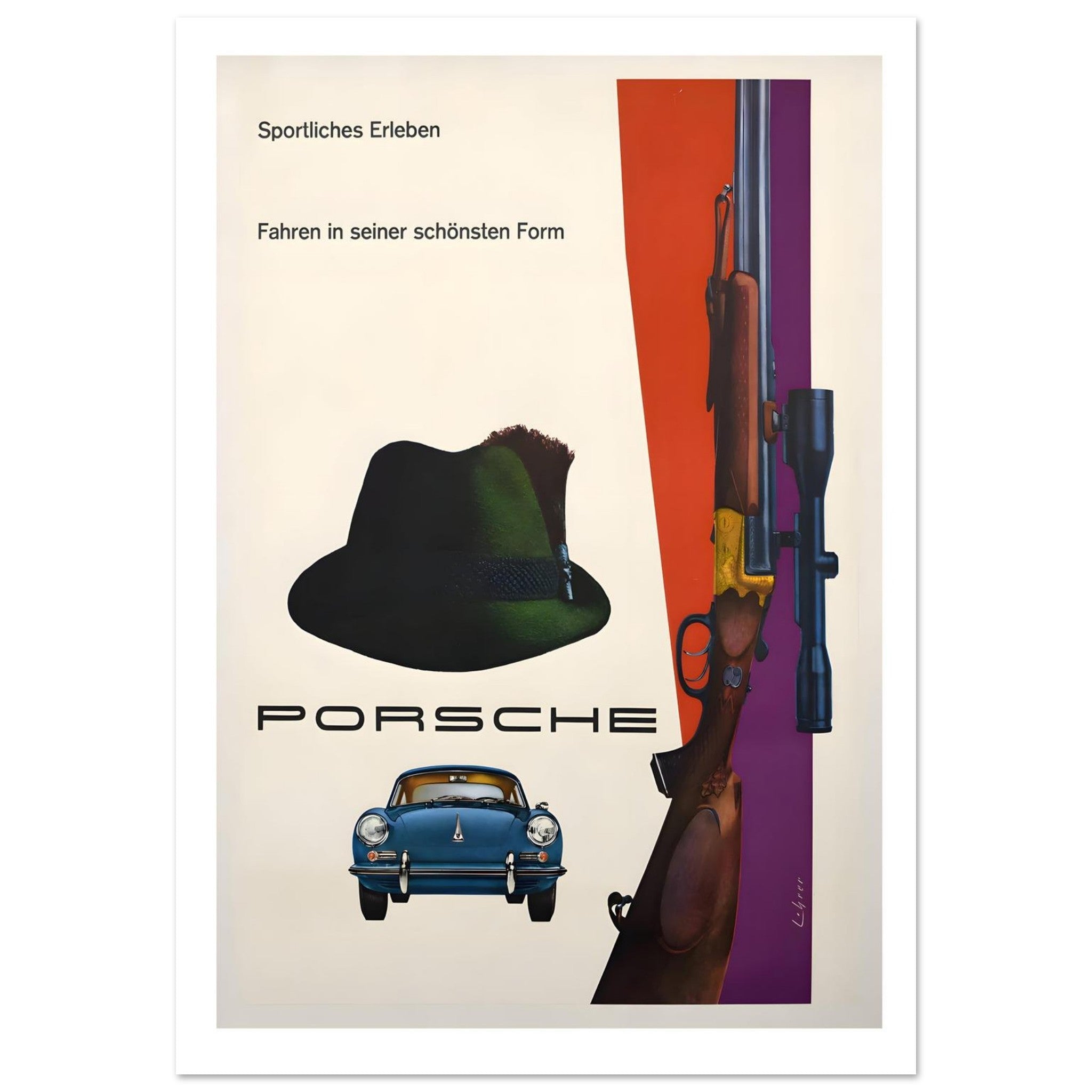 Porsche “Sportliches Erleben” Vintage German Poster - Transit Art