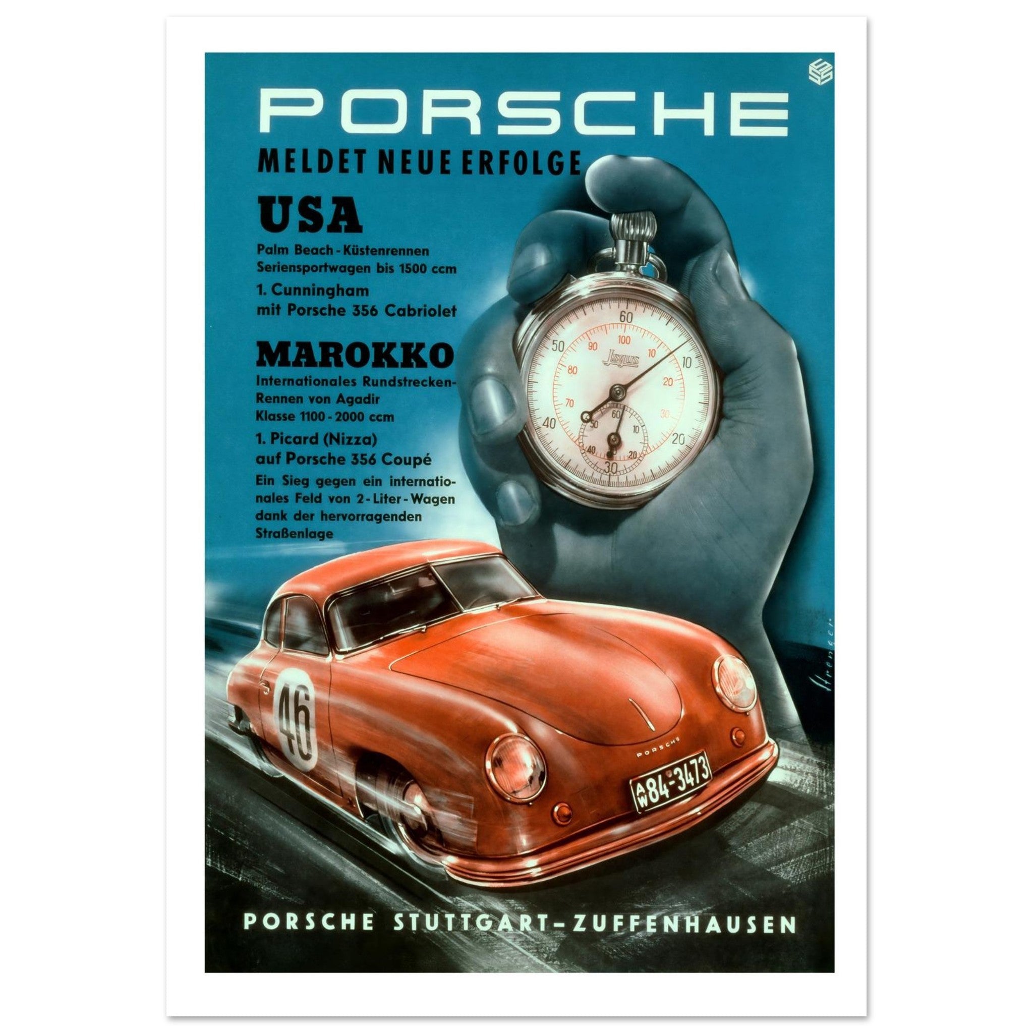 Porsche USA &amp; Morocco Racing Triumphs Poster - Transit Art