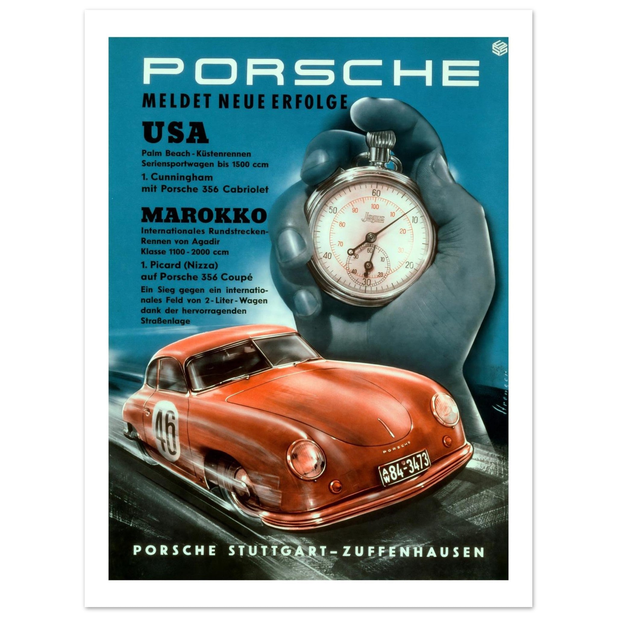Porsche USA &amp; Morocco Racing Triumphs Poster - Transit Art