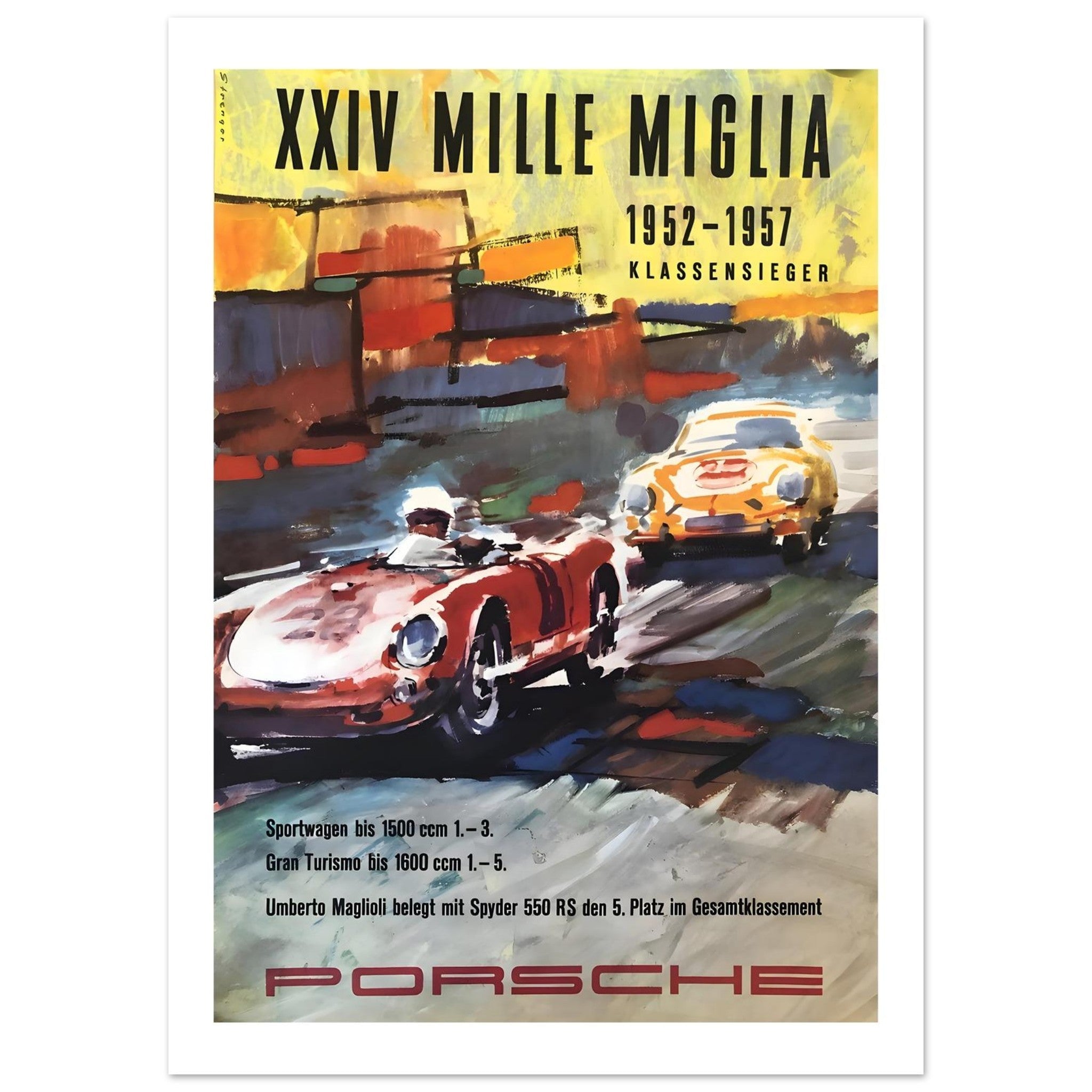 Porsche XXIV Mille Miglia 1952–1957 Racing Poster - Transit Art