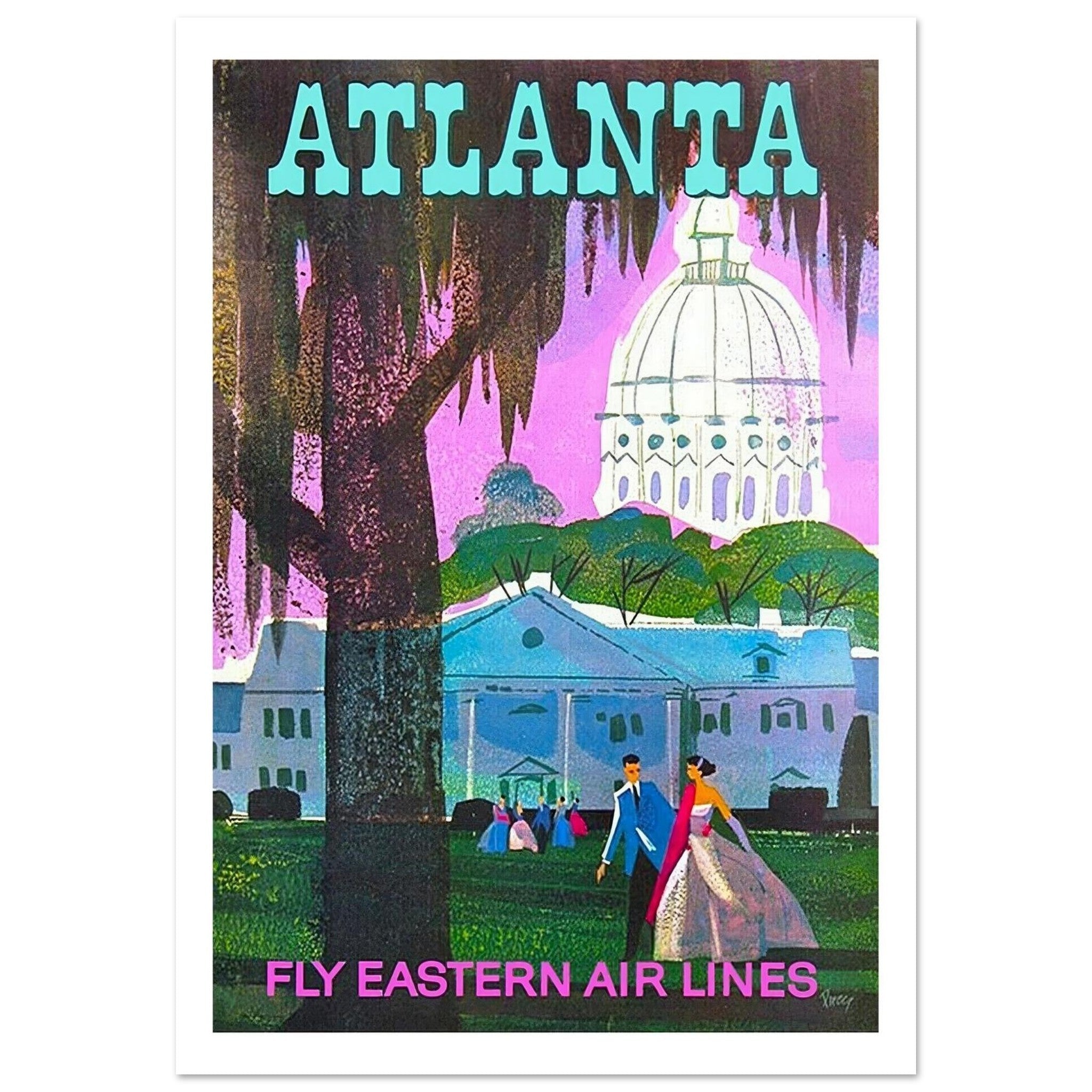 Stunning Eastern Air Lines Poster Celebrating Atlanta's Elegance - Transit Art