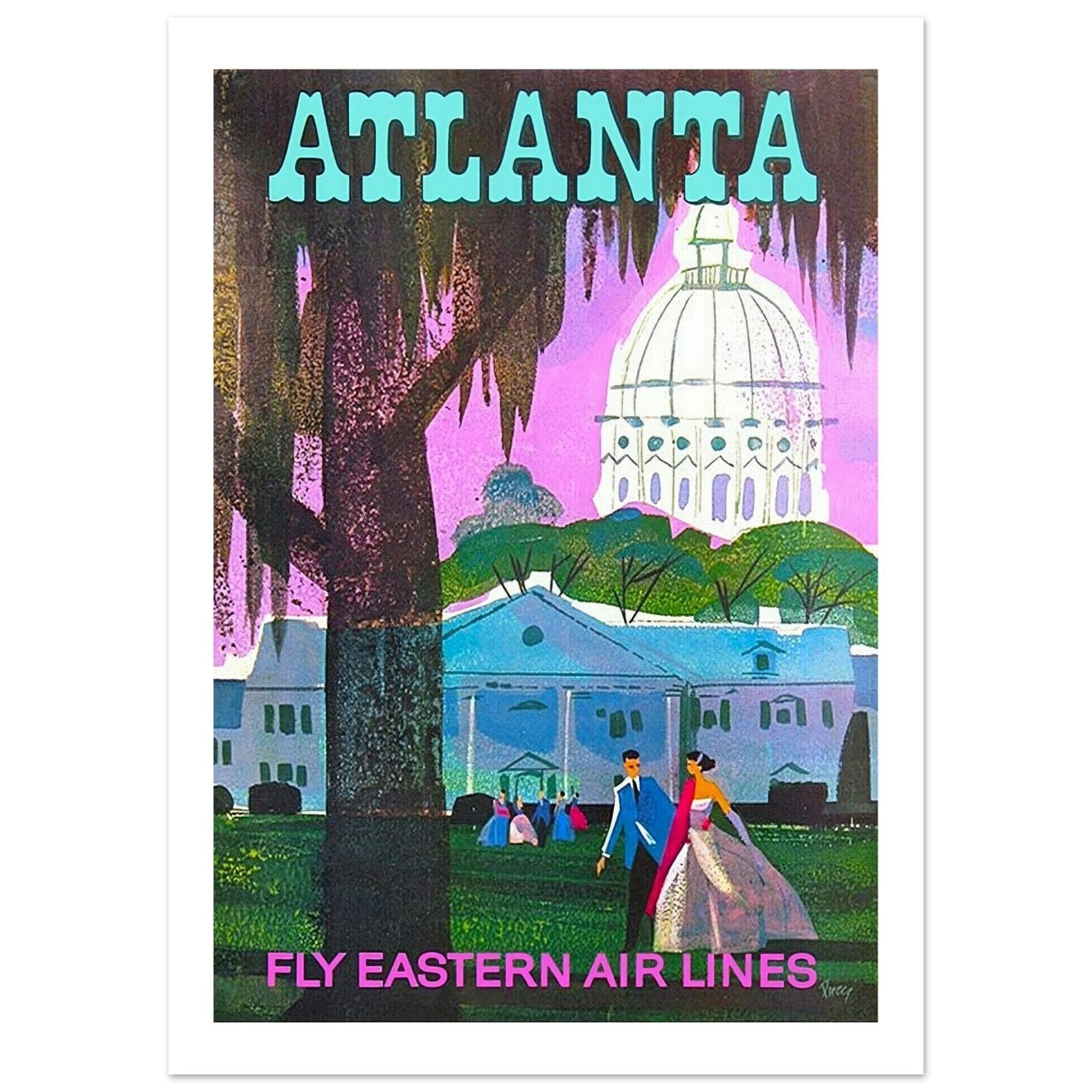 Stunning Eastern Air Lines Poster Celebrating Atlanta's Elegance - Transit Art