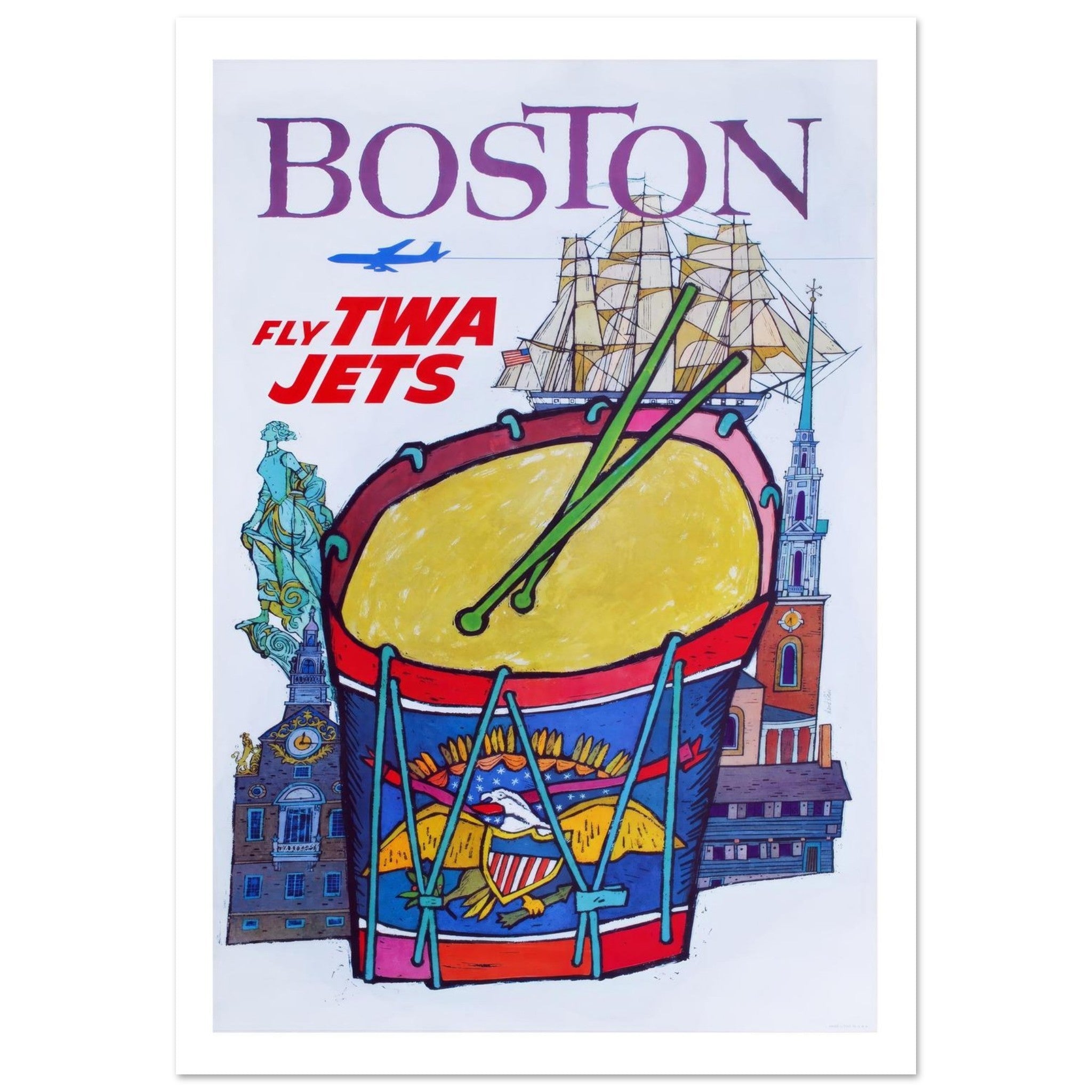 TWA Boston Travel Poster - Transit Art