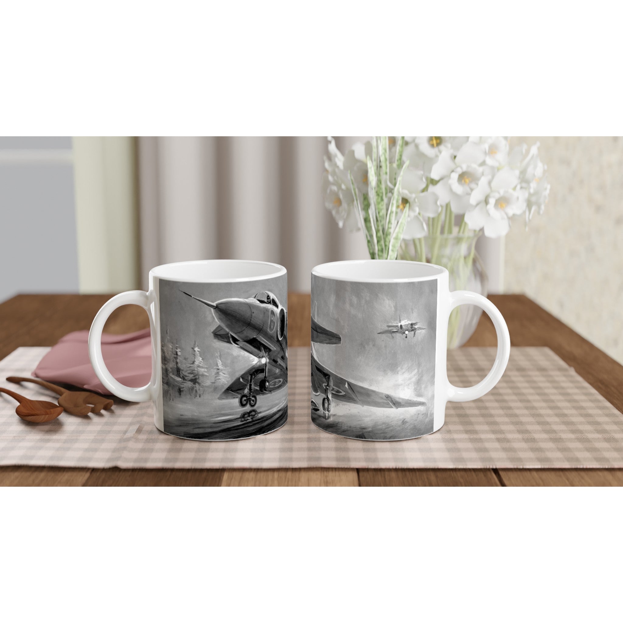 Viggen during landing BW - Mug - Transit Art