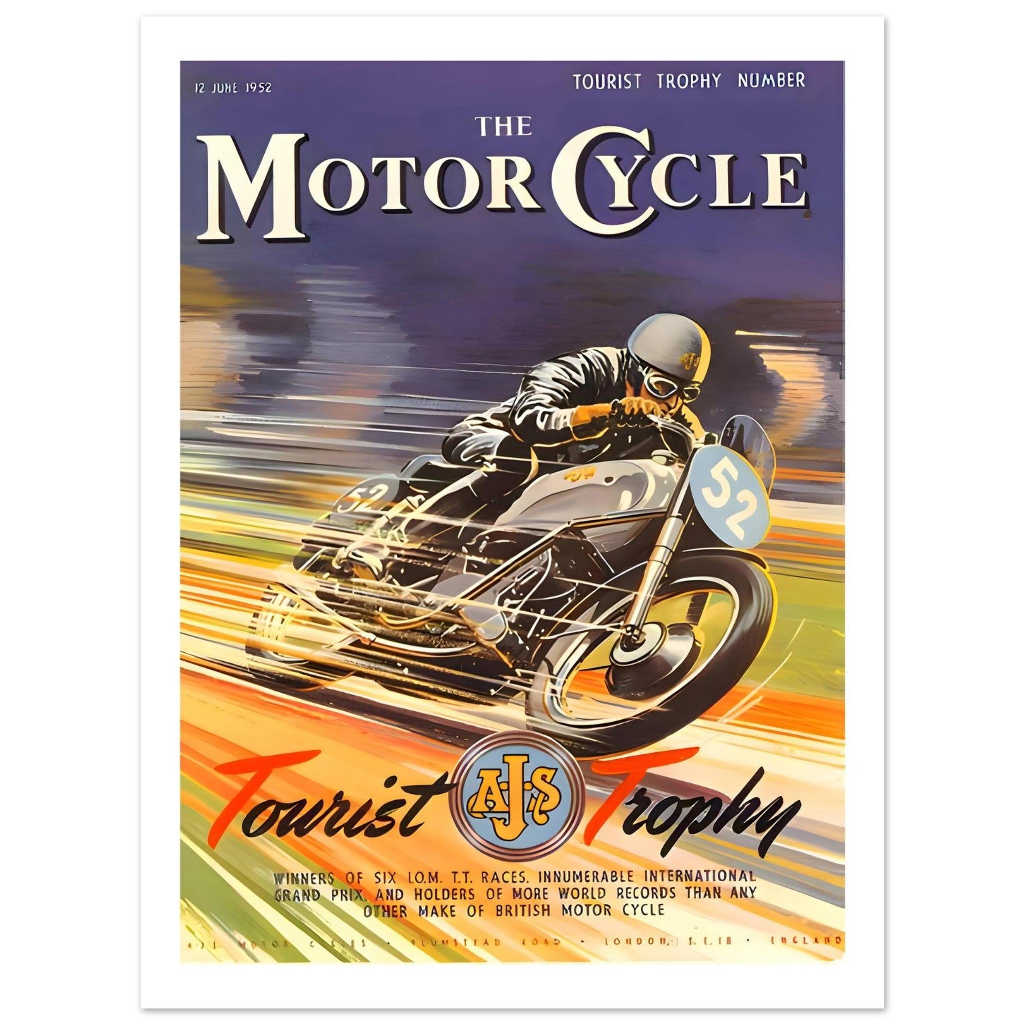 Vintage 1952 AJS Tourist Trophy Poster - Transit Art