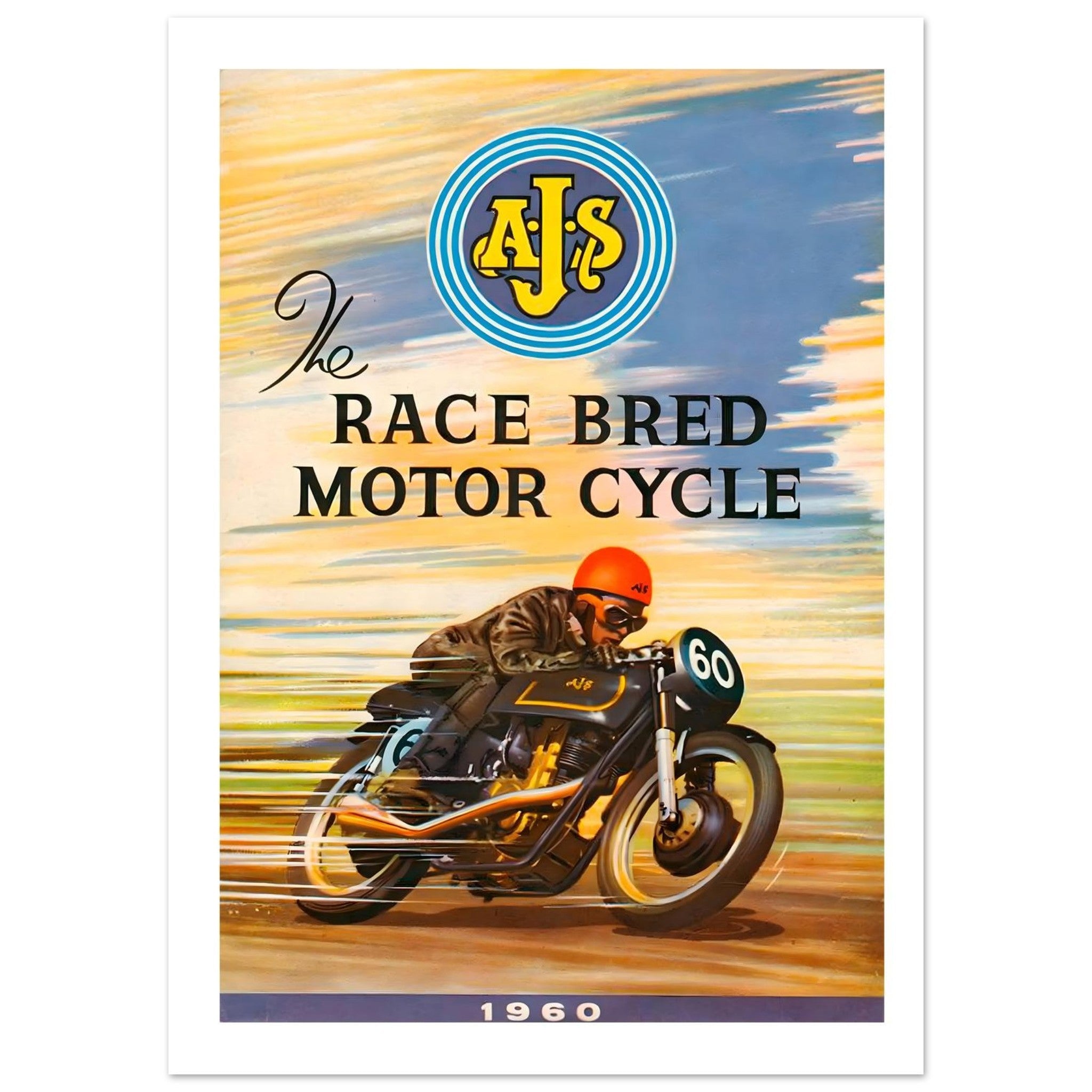 Vintage 1960 AJS Race Bred Poster - Transit Art
