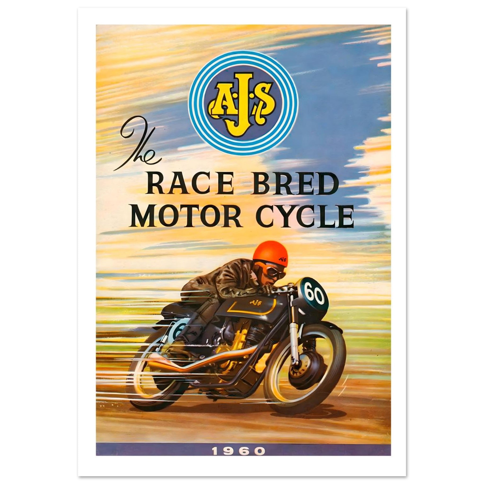 Vintage 1960 AJS Race Bred Poster - Transit Art