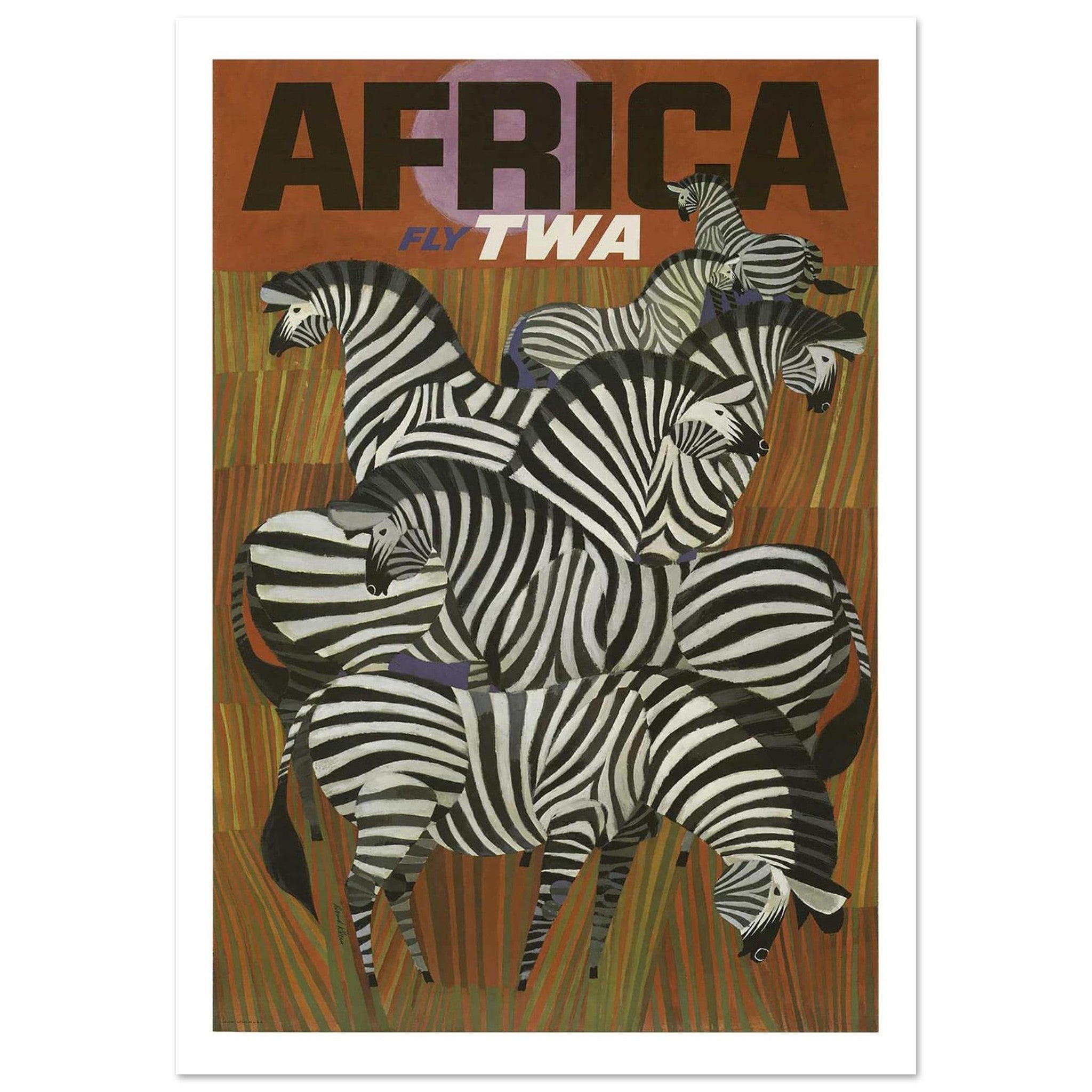 Vintage Africa Travel Poster: TWA Airlines - Transit Art