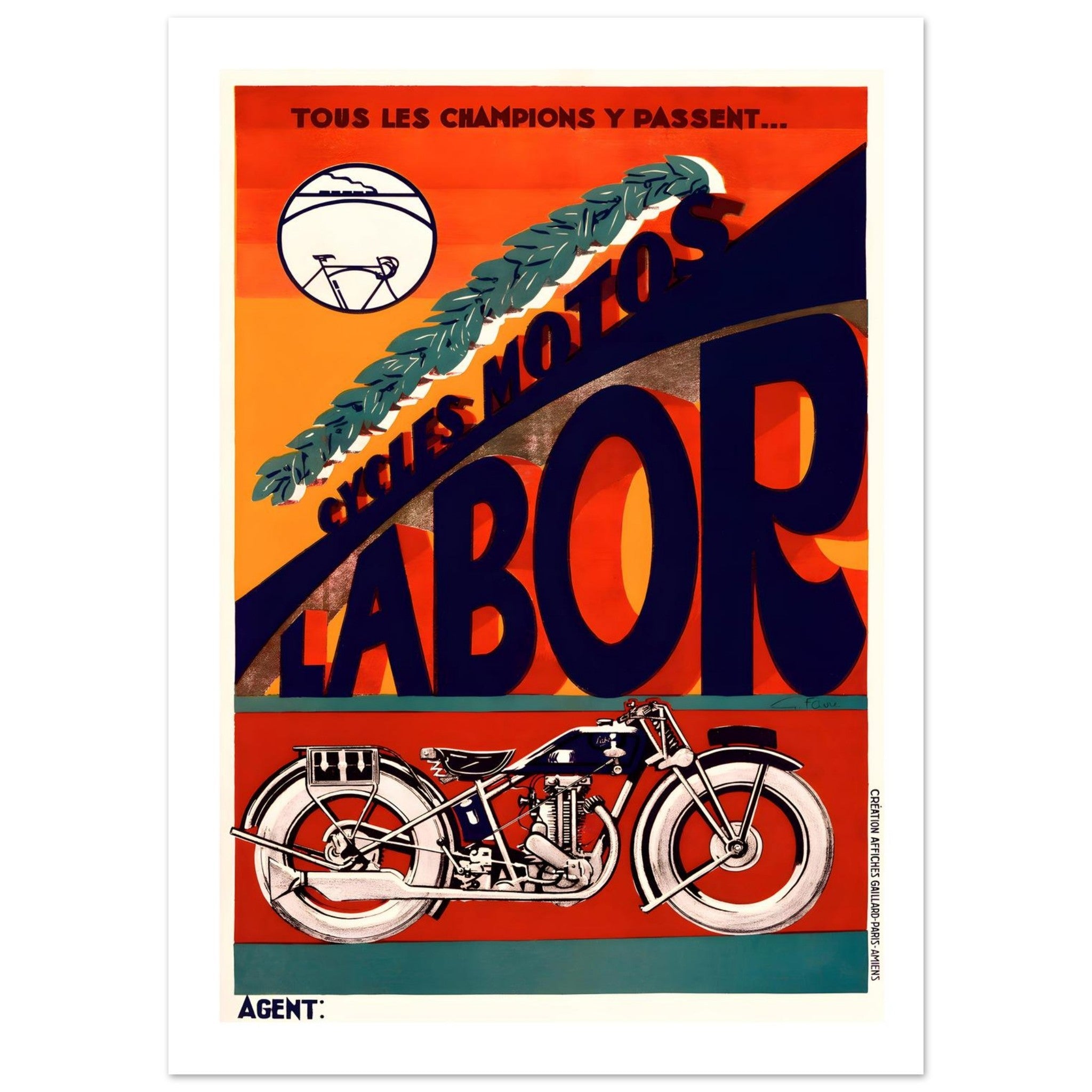 Vintage French Cycles Motos Labor Poster - Transit Art