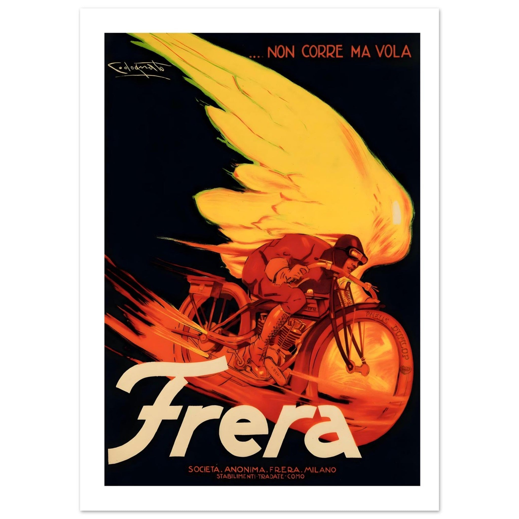 Vintage Frera Italian Motorcycle Speed Poster - Transit Art