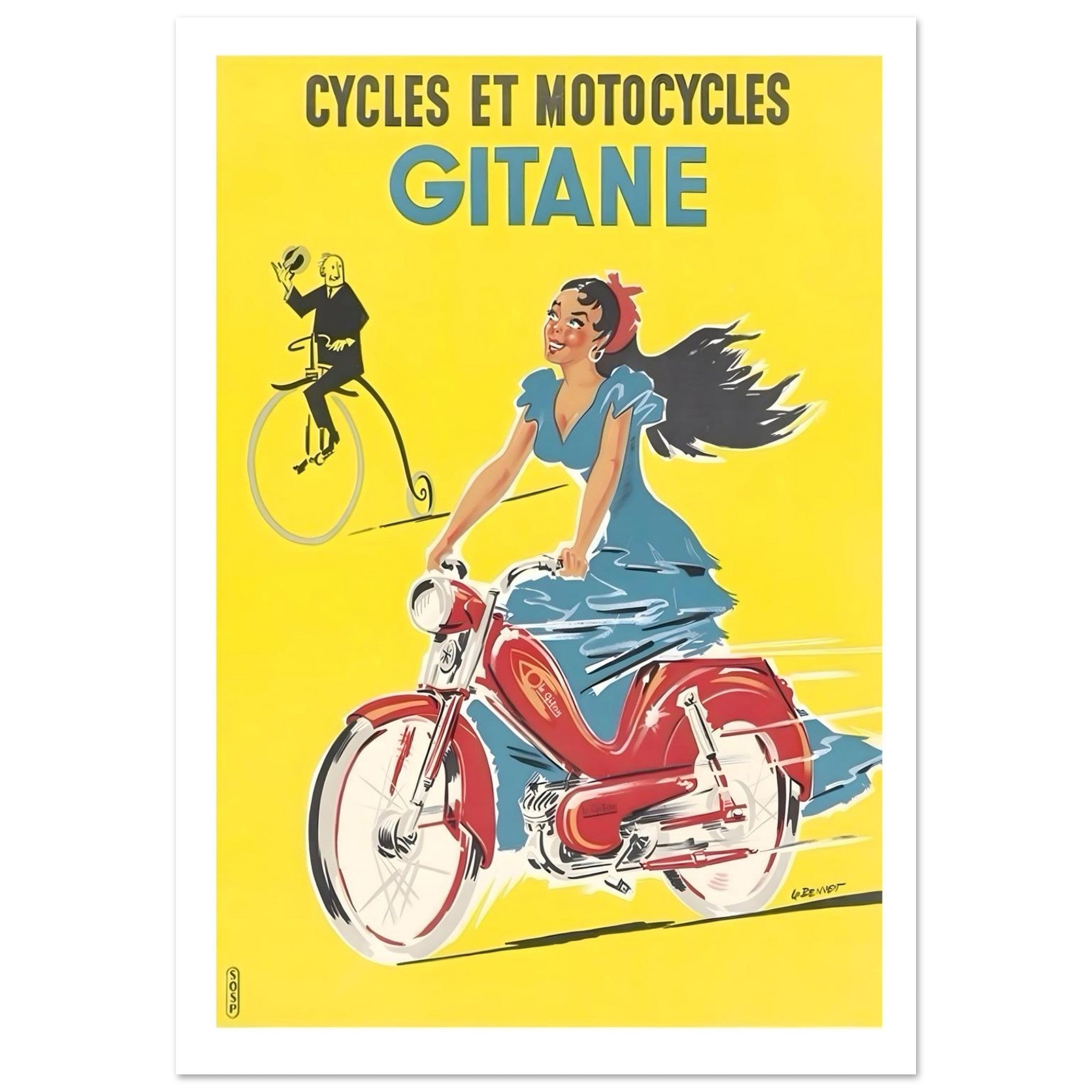 Vintage Gitane French Cycles Art Poster - Transit Art