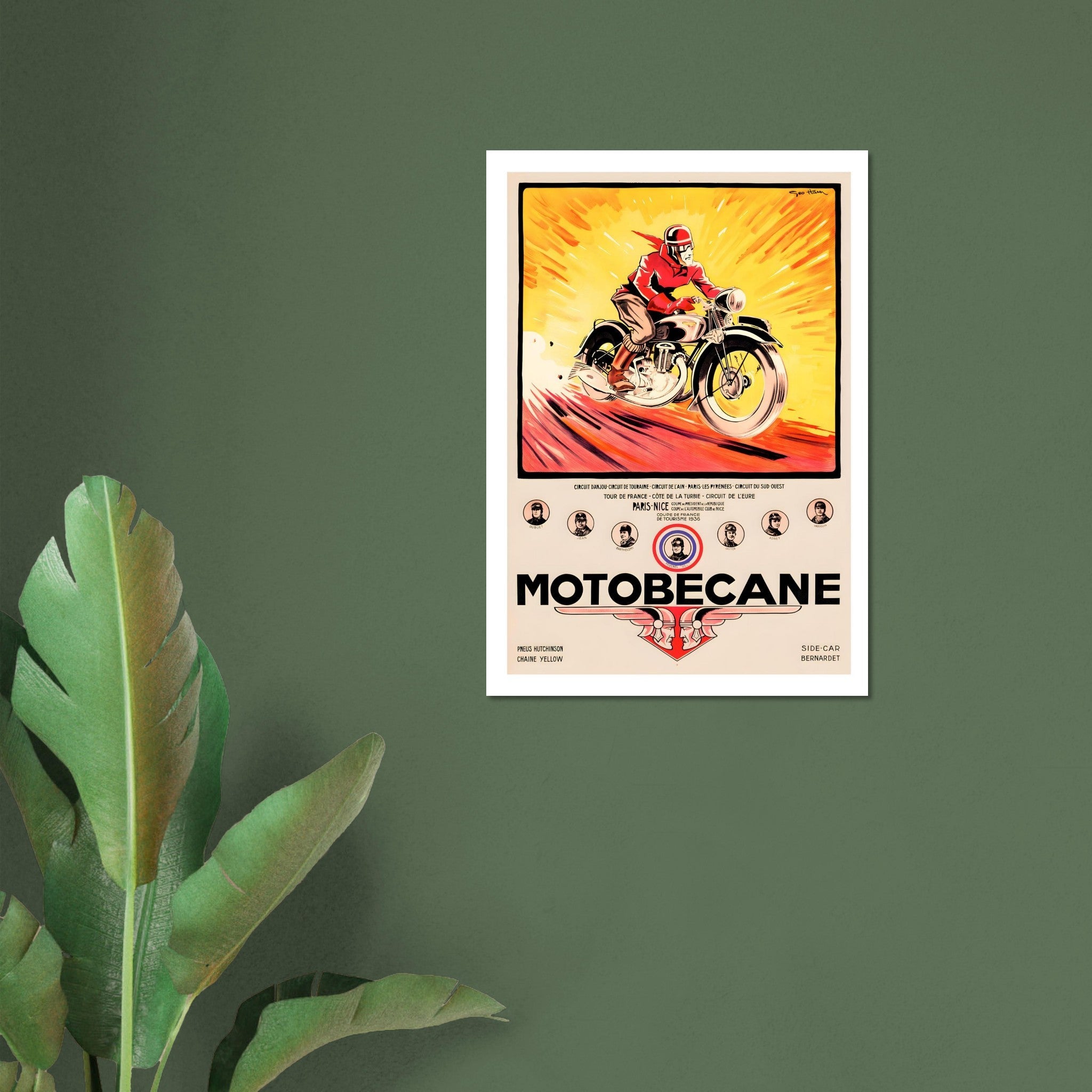 Vintage Motobecane Racing Poster Celebrating 1936 French Victories - Transit Art