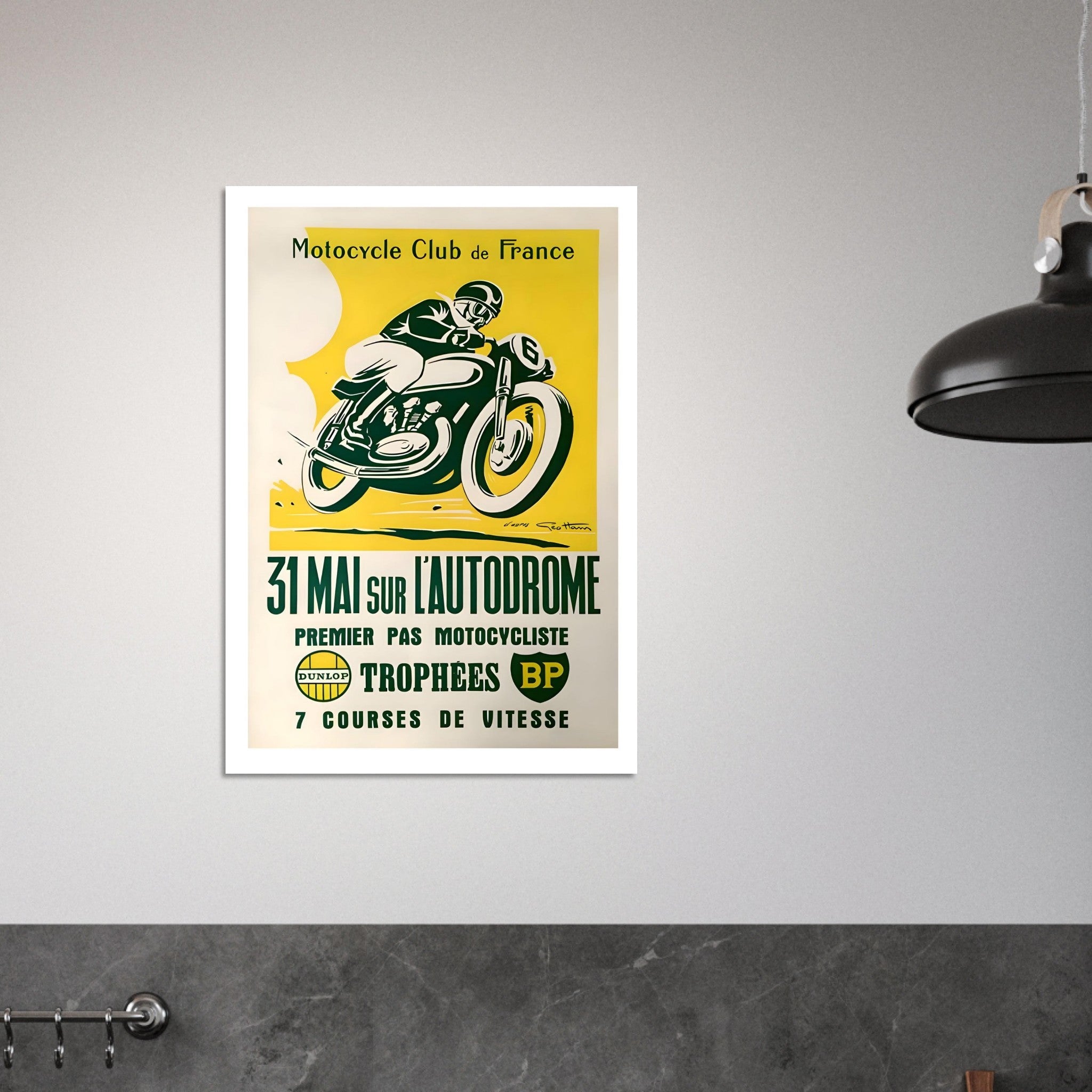 Vintage Motocycle Club de France Speed Racing Poster - Transit Art