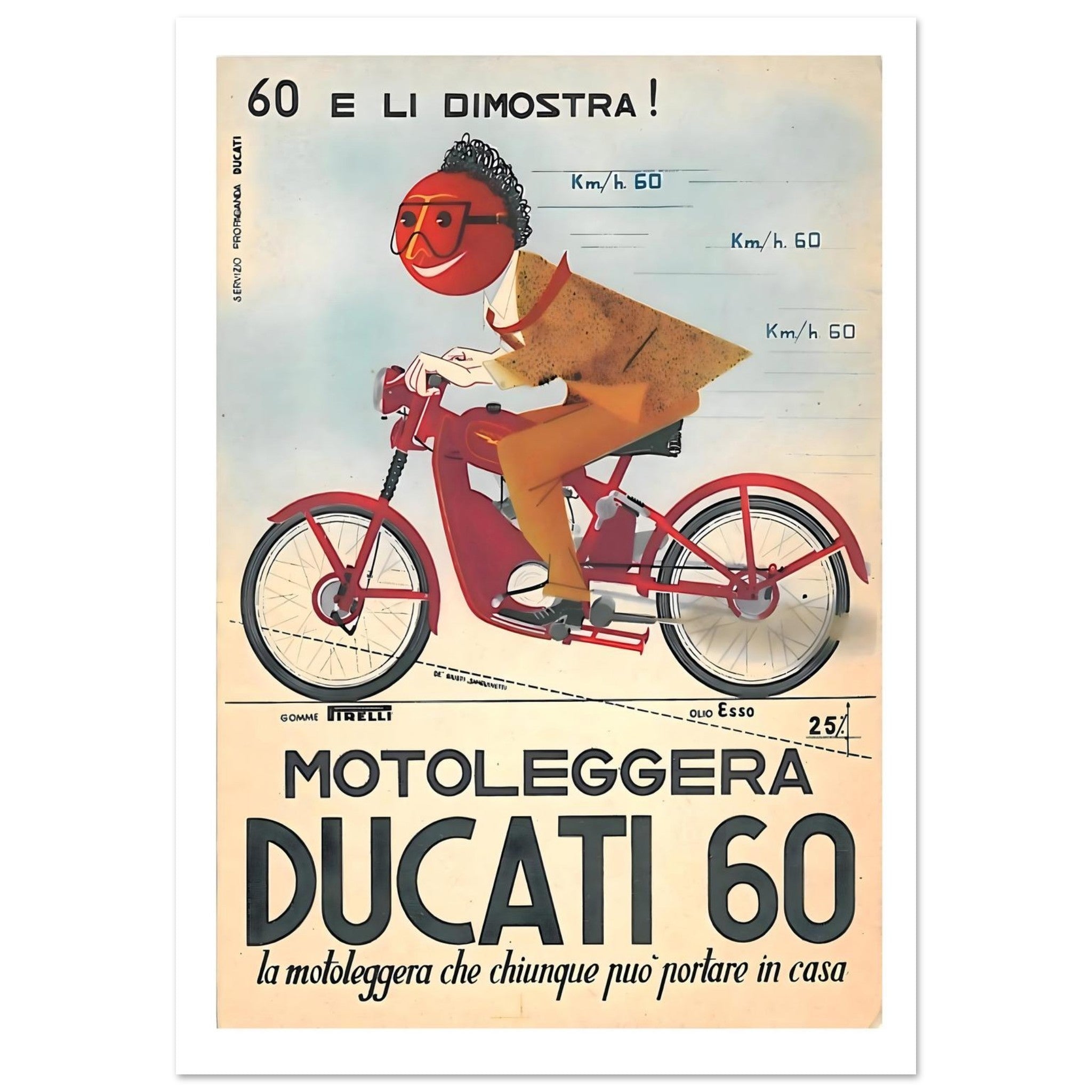 Vintage Motoleggera Ducati 60 Playful Italian Advertising Poster - Transit Art