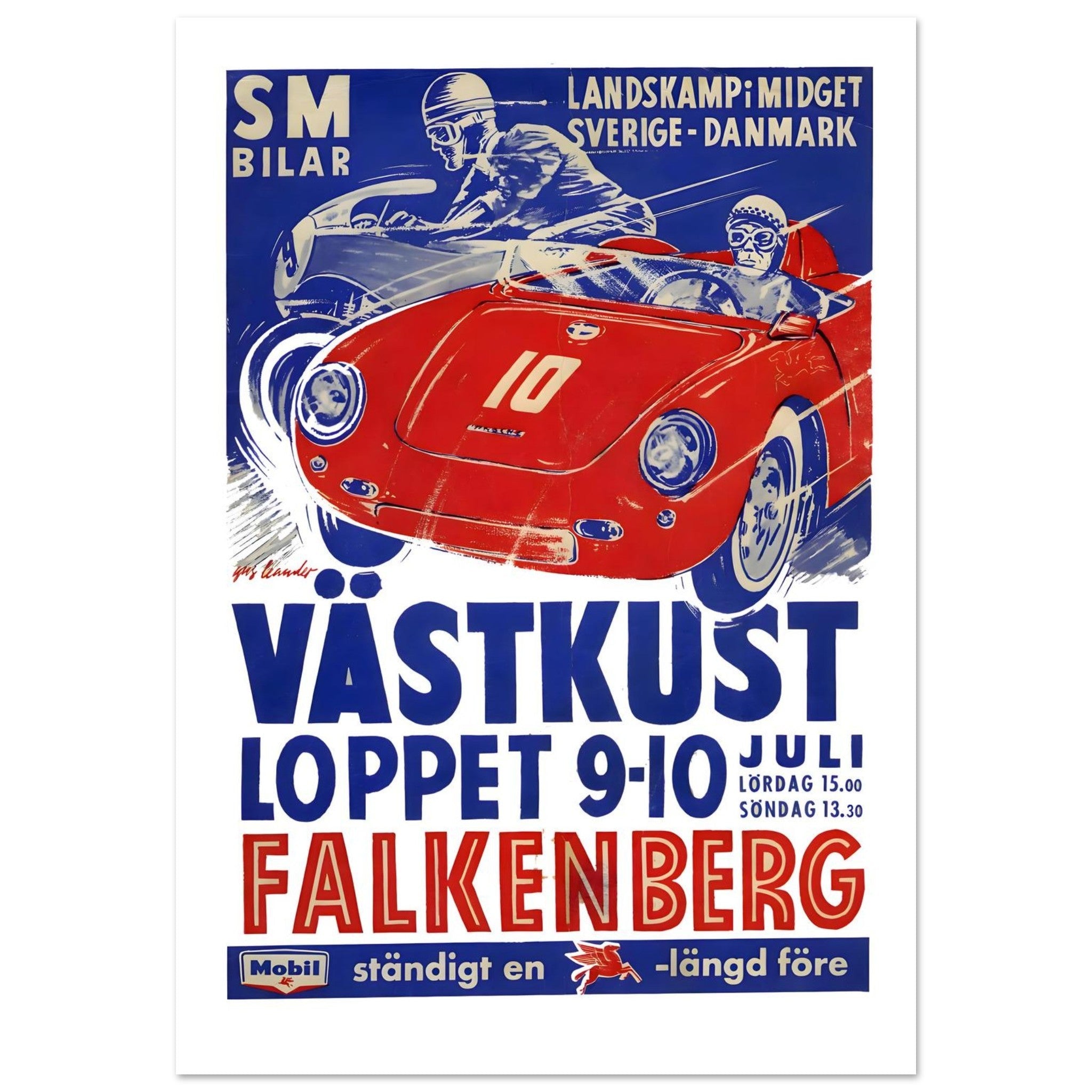 Vintage Västkustloppet Falkenberg Swedish Racing Poster - Transit Art