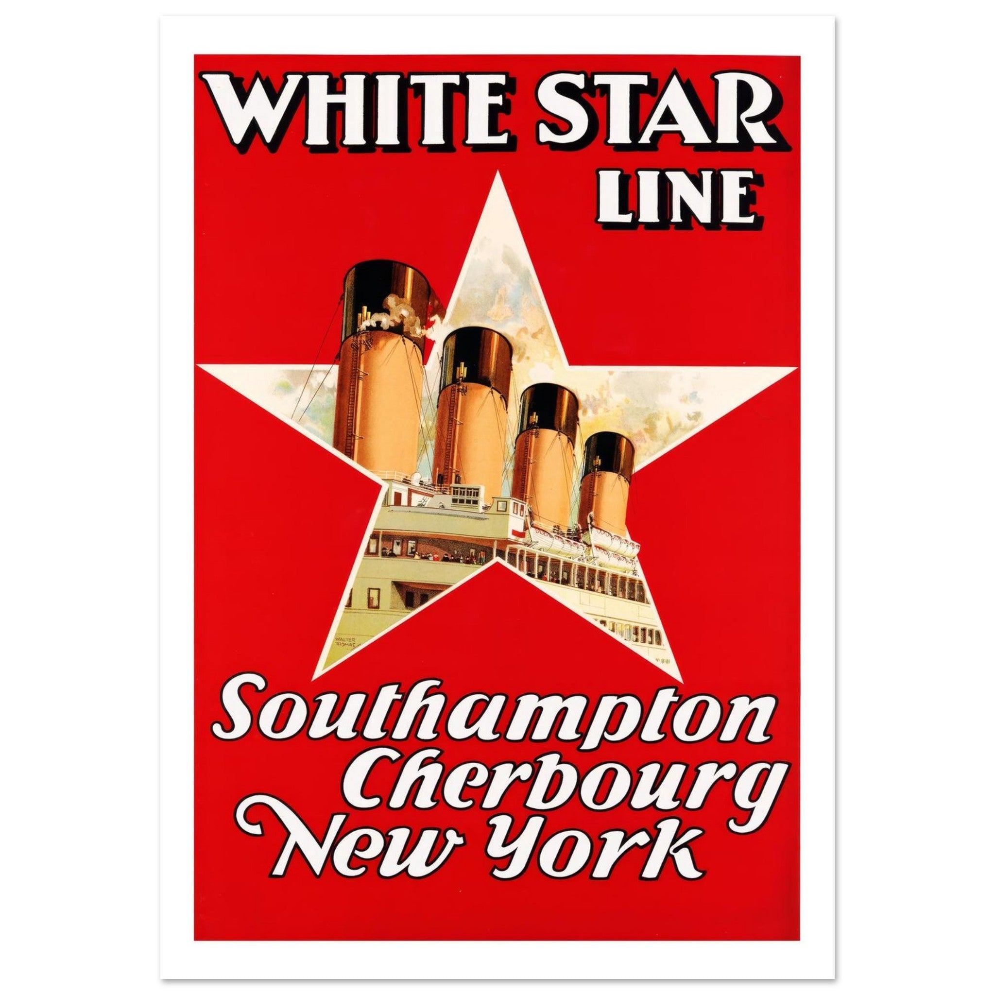 White Star Line Vintage Poster - Transit Art