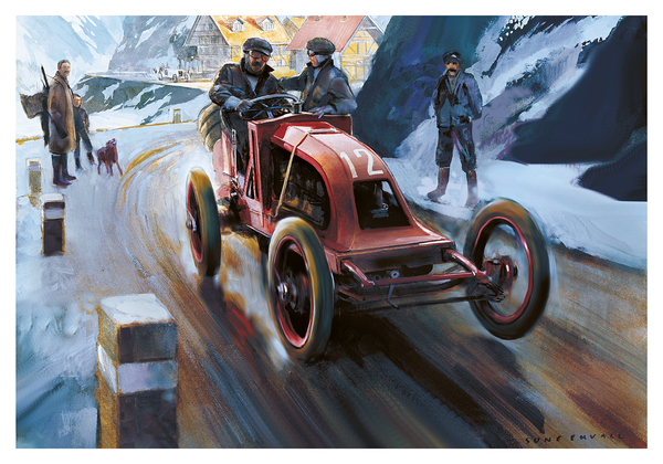 Early 20th century rally in the alps. 