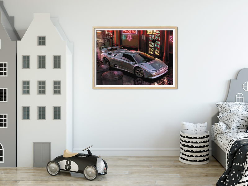 A Lamborghini in Hong Kong. Illustration with incredible techniques 