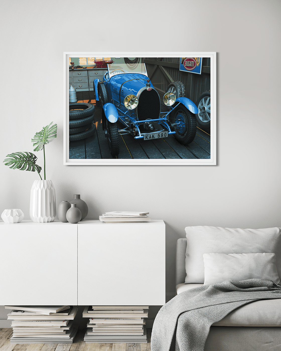 Bugatti in garage - Color - Transit Art