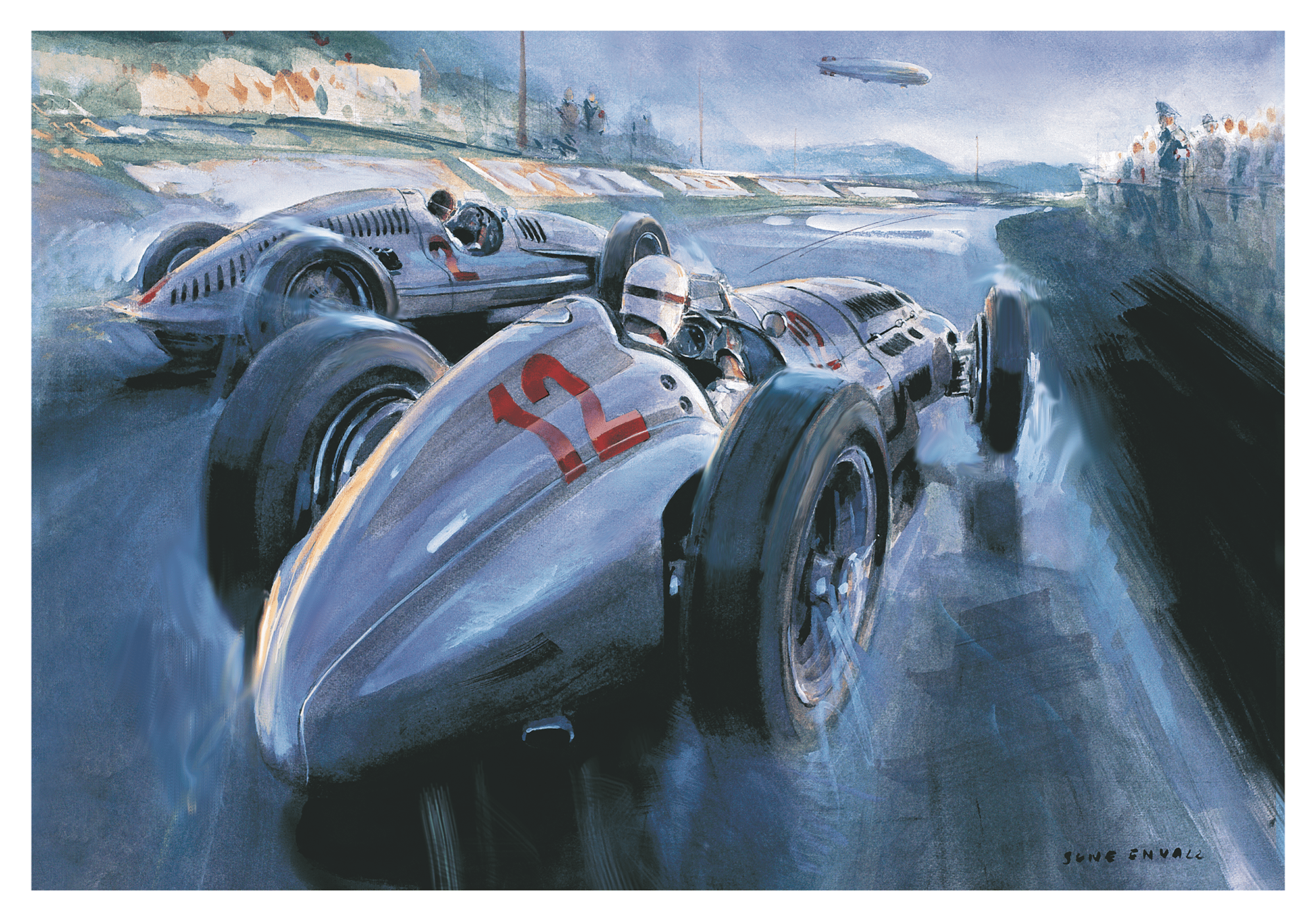 German Rivals, Auto Union Type D sliding thru the curve. One of the most revered Auto Union Type D race drivers was Bernd Rosemeyer, a German prodigy who left an indelible mark on the racing world. Known for his audacious style and lightning-fast reflexes
