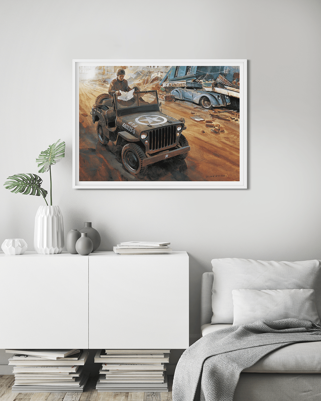 Patton first In Sicilly, General George S. Patton in the legendary Willy's Jeep in Italy. The WW2 Willys Jeep is an iconic four-wheel-drive vehicle that was first produced for the US military during World War II. This rugged and dependable vehicle was des